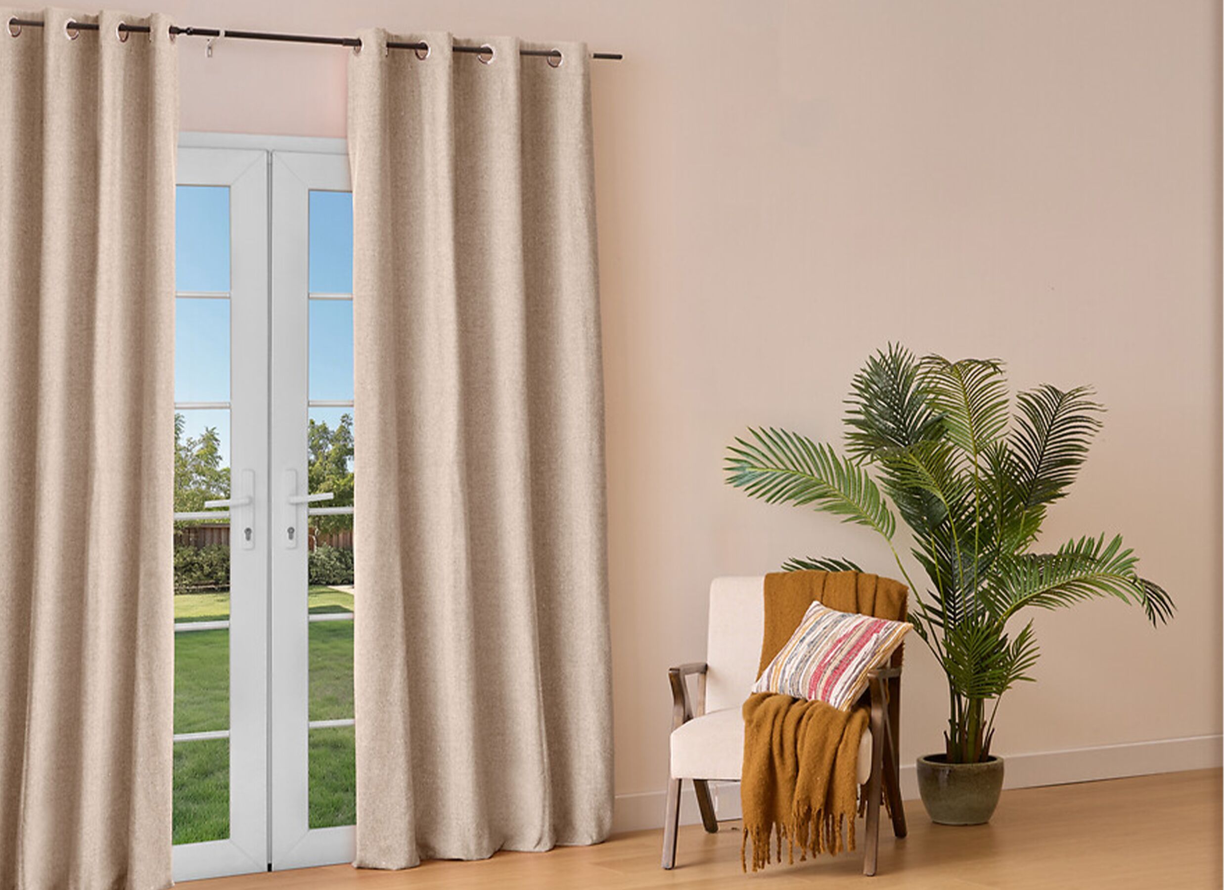 Sfeerfoto - Gordijn Wild 140x260cm - polyester - taupe