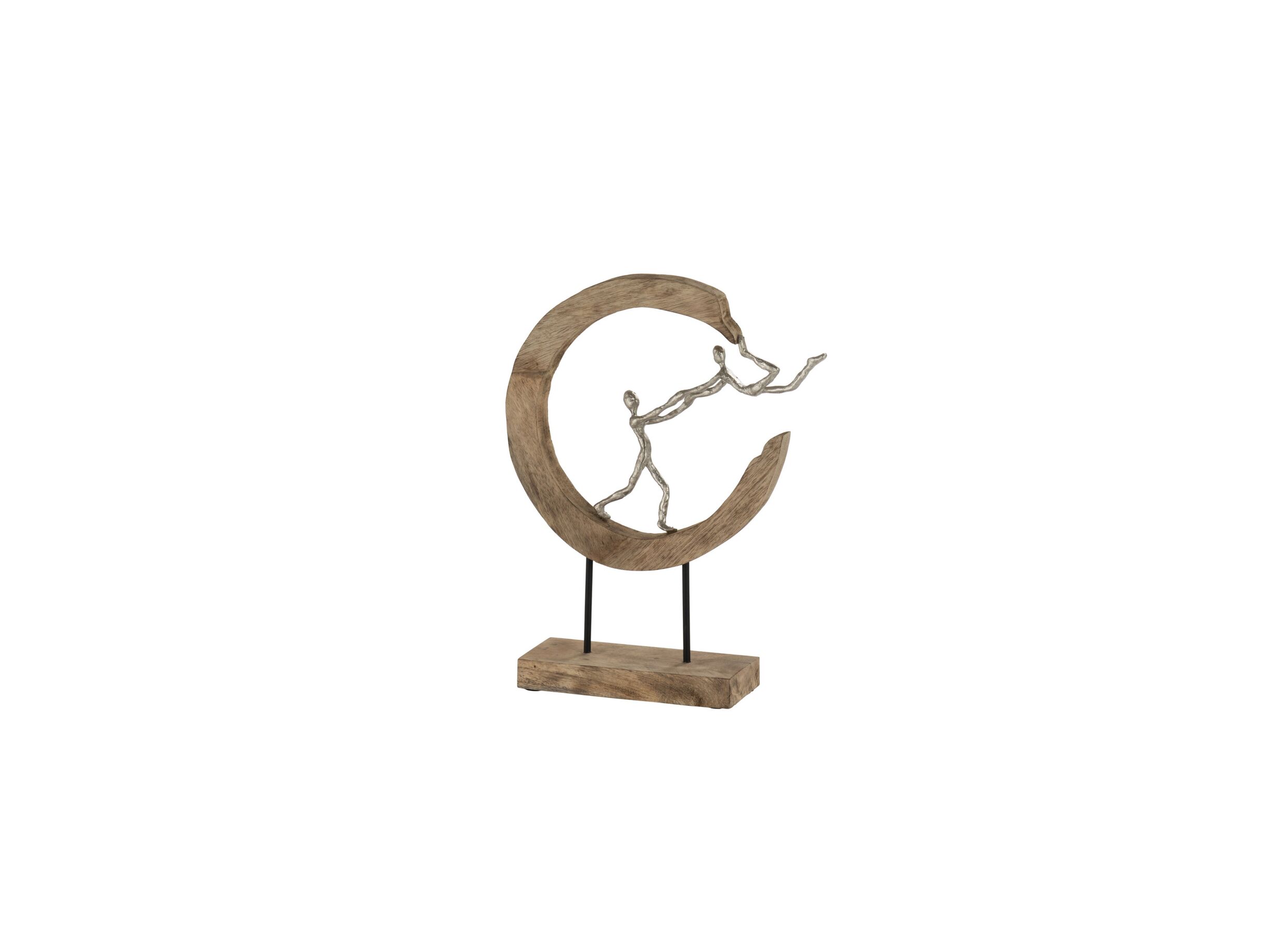 Hoofdfoto - Figuur Koppel halve maan H48cm - mango massief & aluminium - naturel/zilver