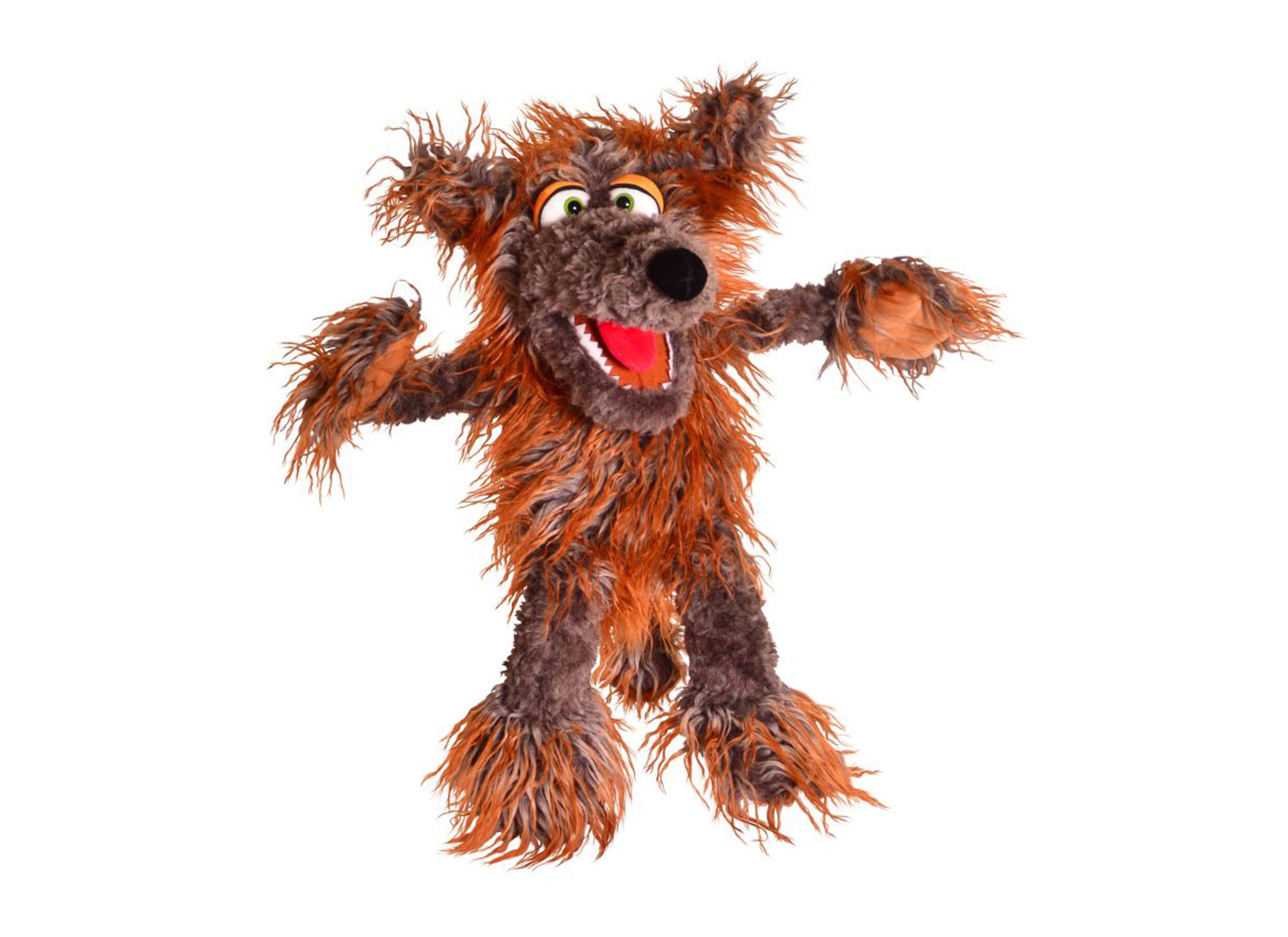 Handpop Wolf-Siegfried H57cm - polyester - bruin - Marionnette à main Loup-Siegfried H57cm - polyester - brun