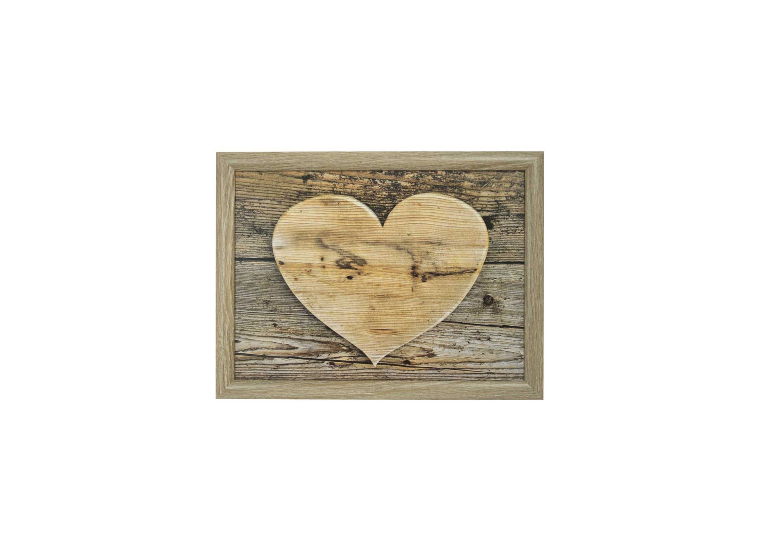 Schootkussen Houten Hart 43x33cm bruin