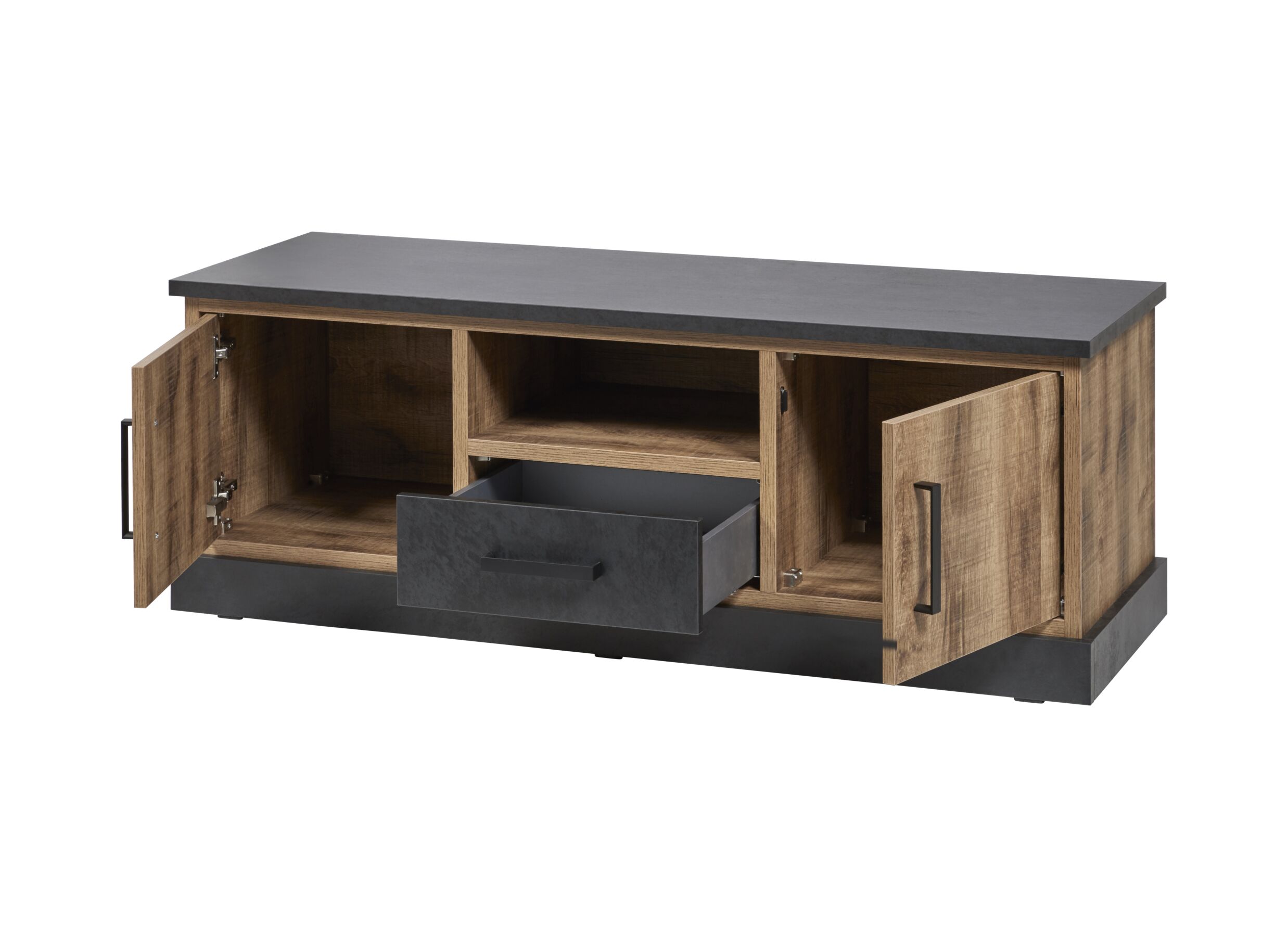 Meuble TV 142cm - film décoratif - brun & noir