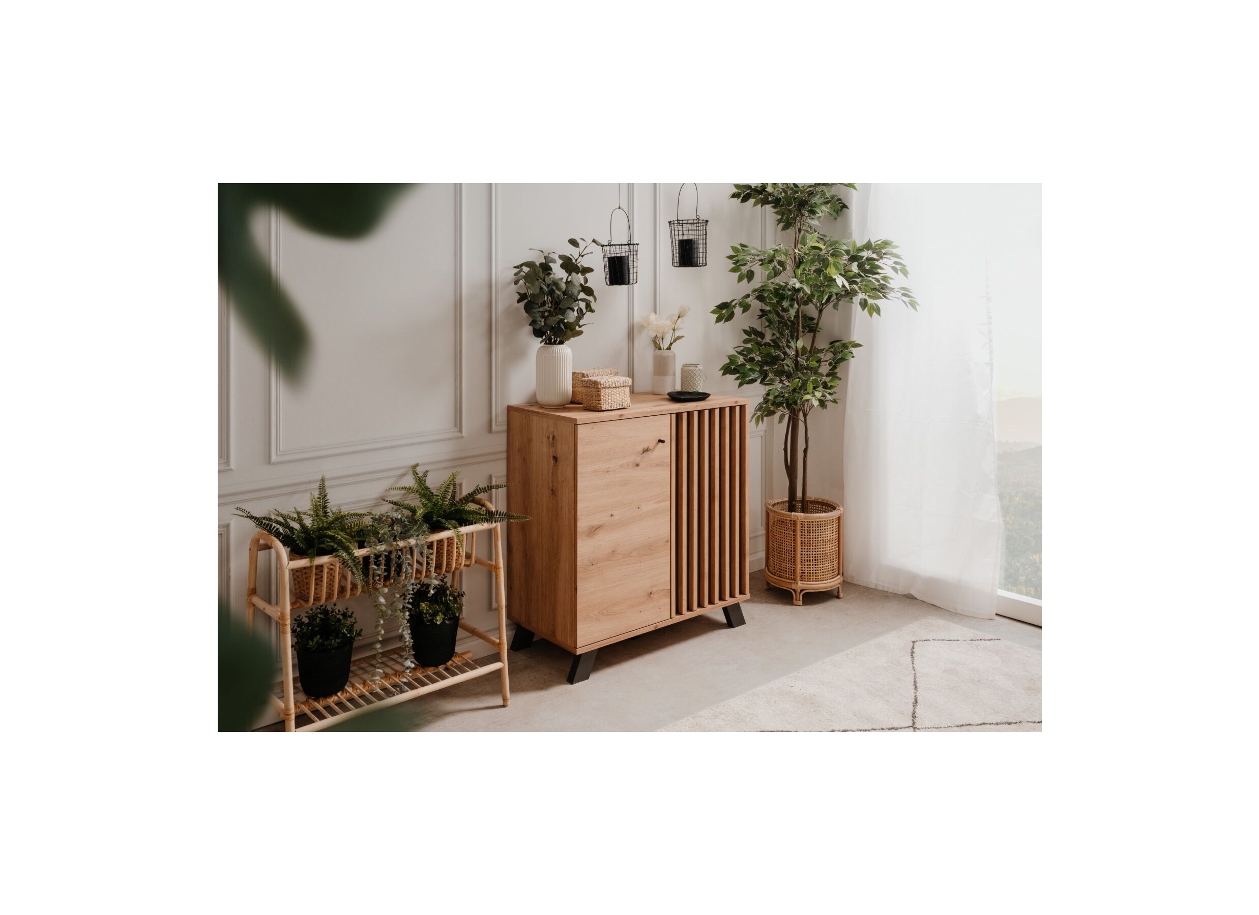 Foto ambiance - Commode Medan 80x40x85cm -mélamine - chêne artisanal