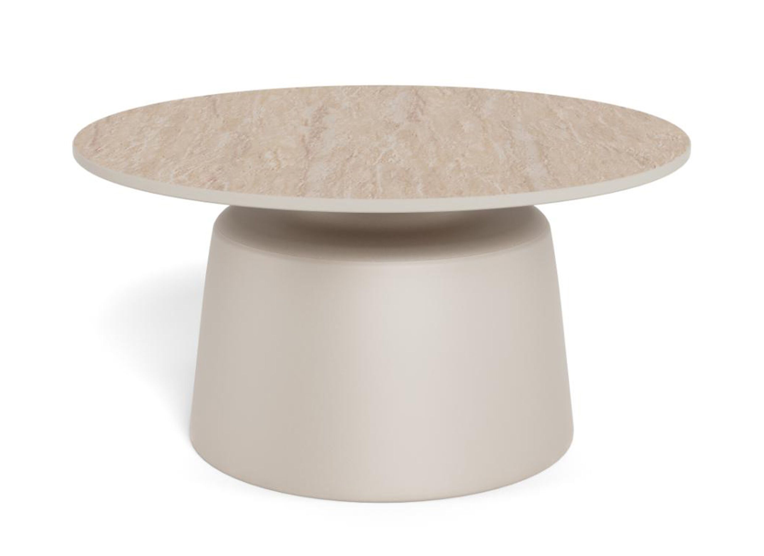 Aperçu - Table basse Ø70cm - travertin & métal - beige & gris