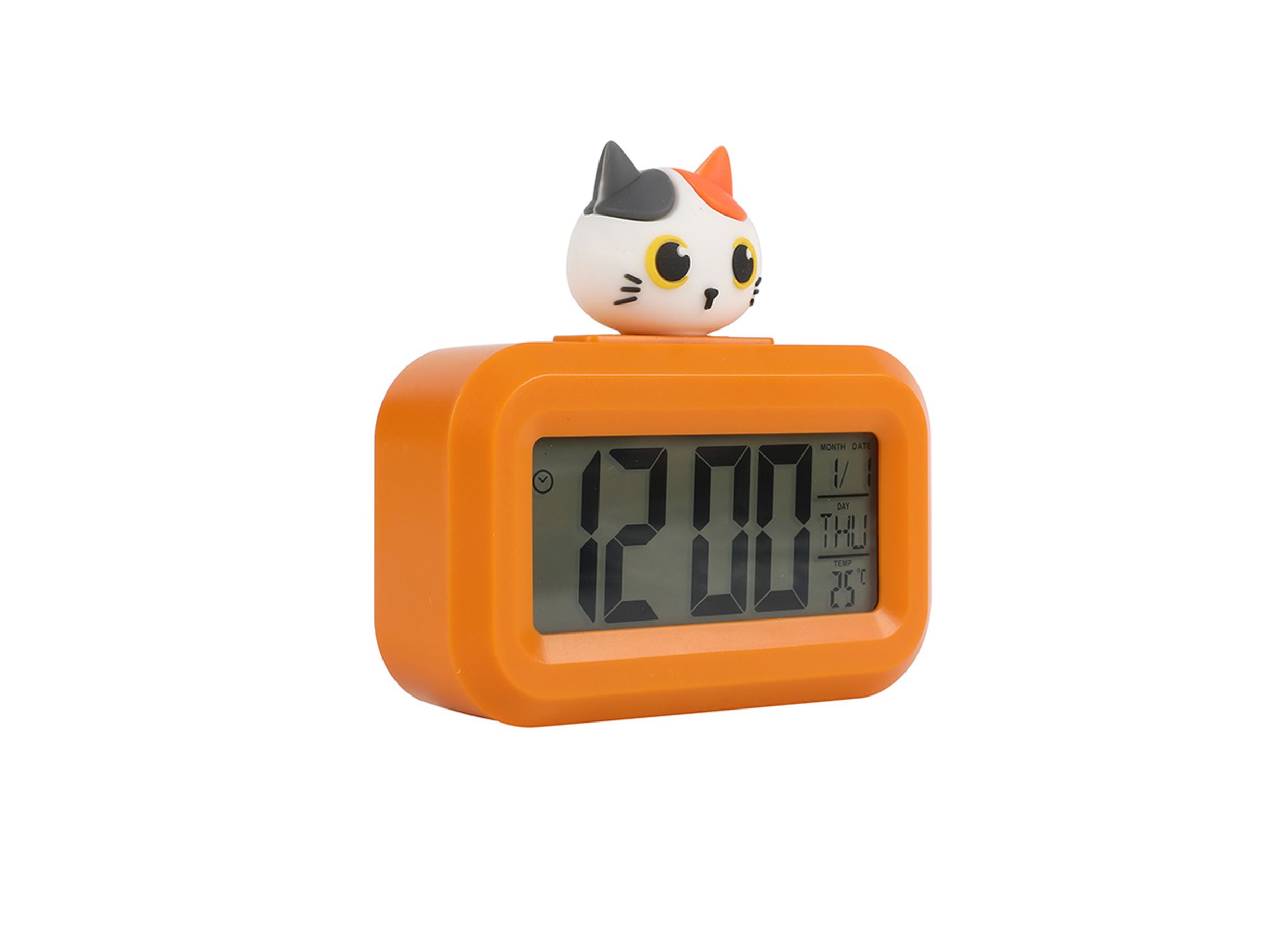 Hoofdfoto - Wekker Kat 9x2,5x8cm - kunststof - oranje