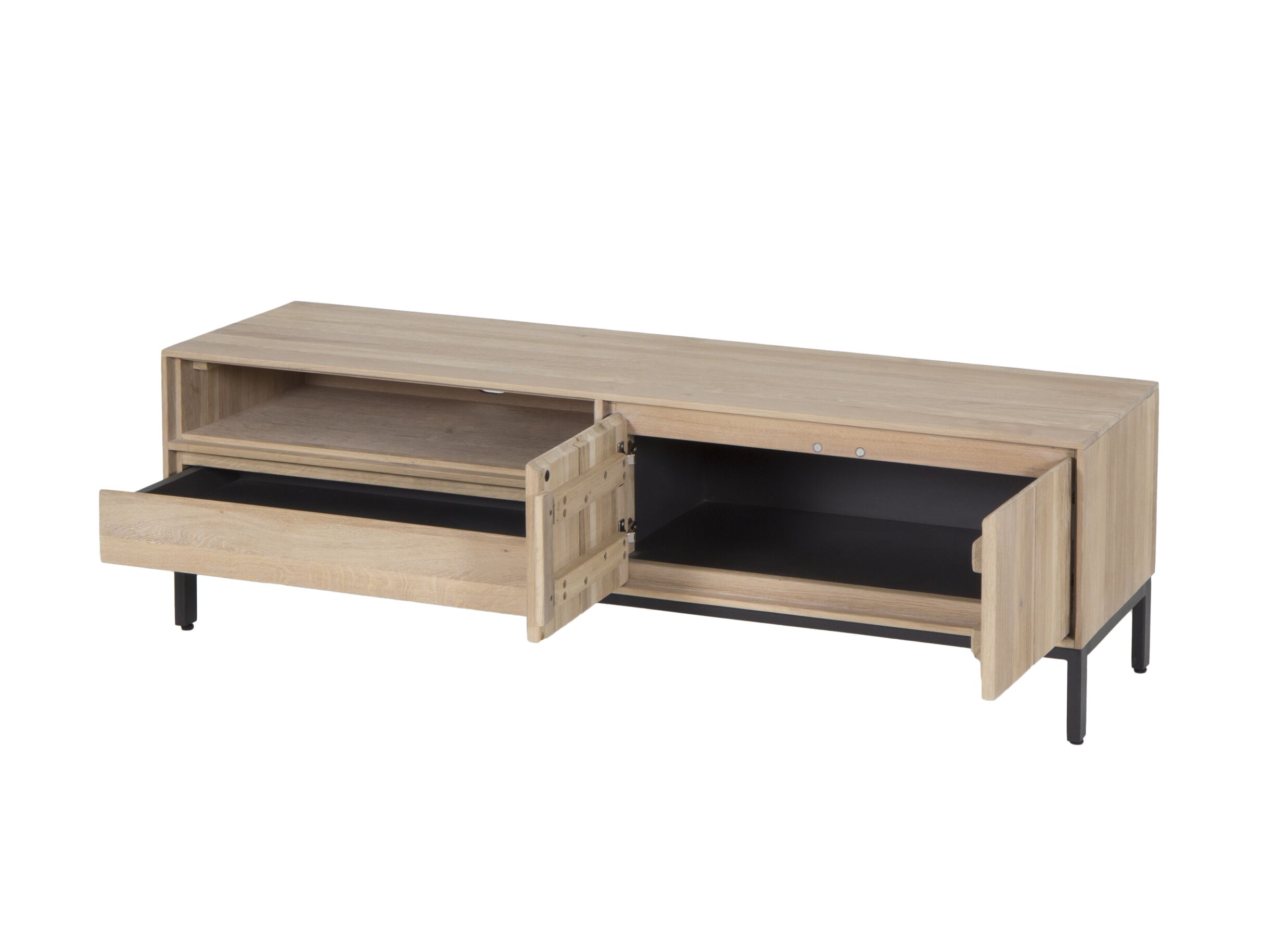 Tv-meubel Polar 145cm - eik massief & fineer & decor - naturel
