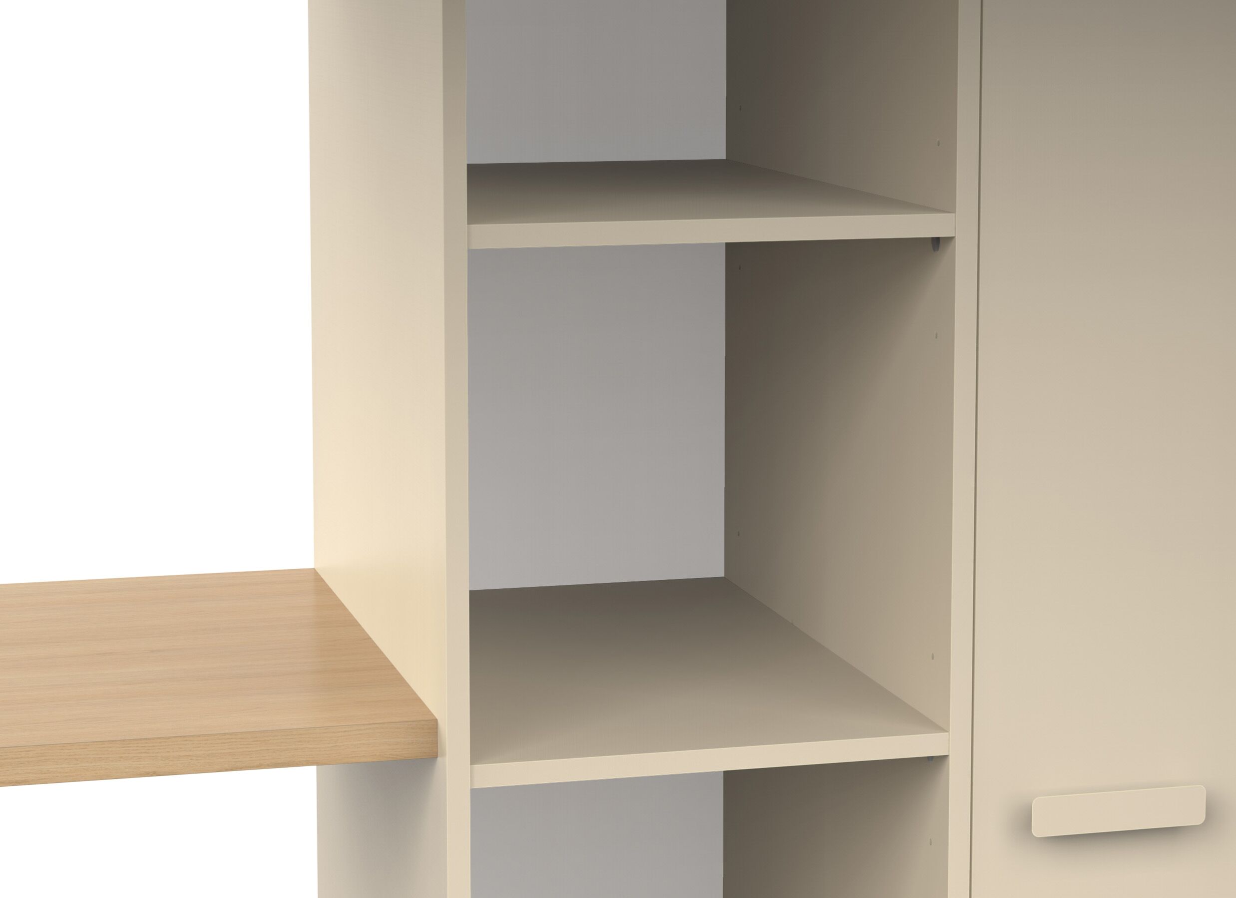 Detailfoto - Hoogslaper Camilia 90x200cm - decor - zand beige met bureau en opbergruimte