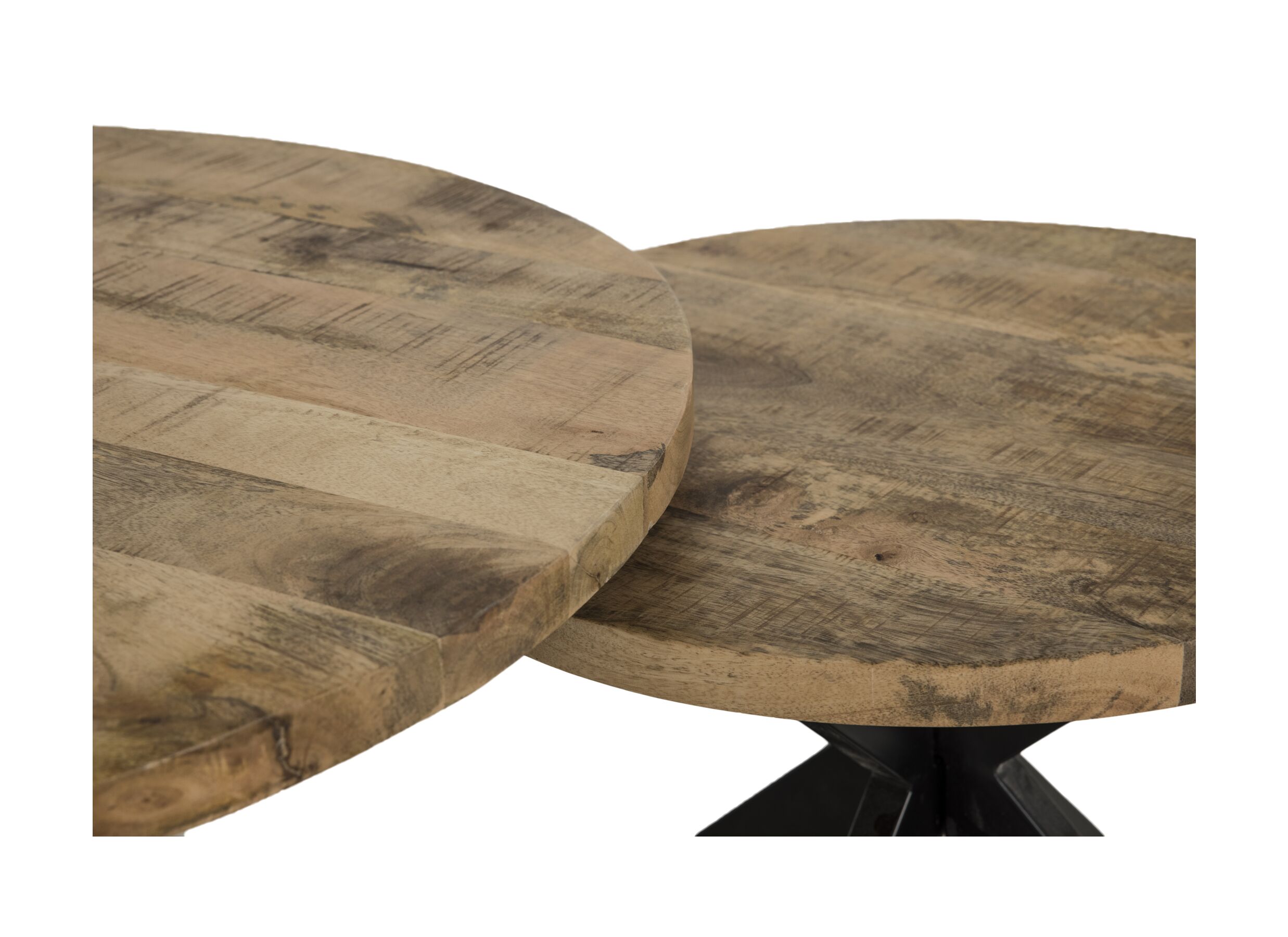 Detail - Table basse Cenote Ø77/Ø55cm - mangue massif - naturel lot de 2