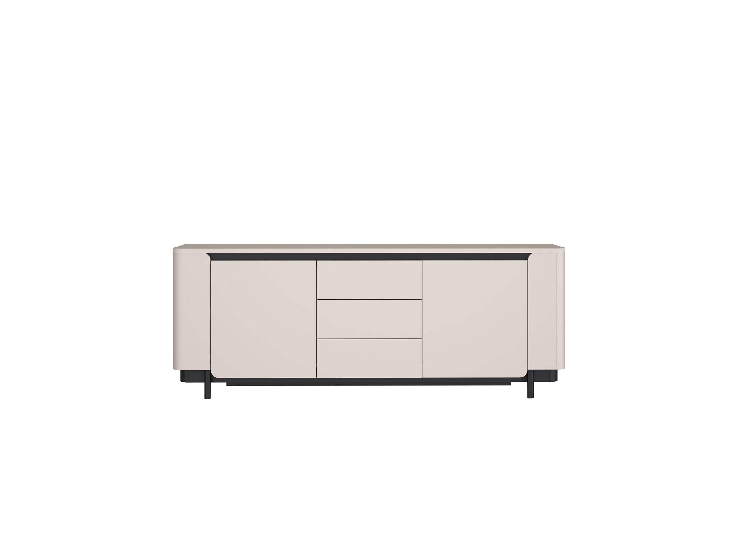 Buffet Vodol 205cm - panneau décor - sable/noir