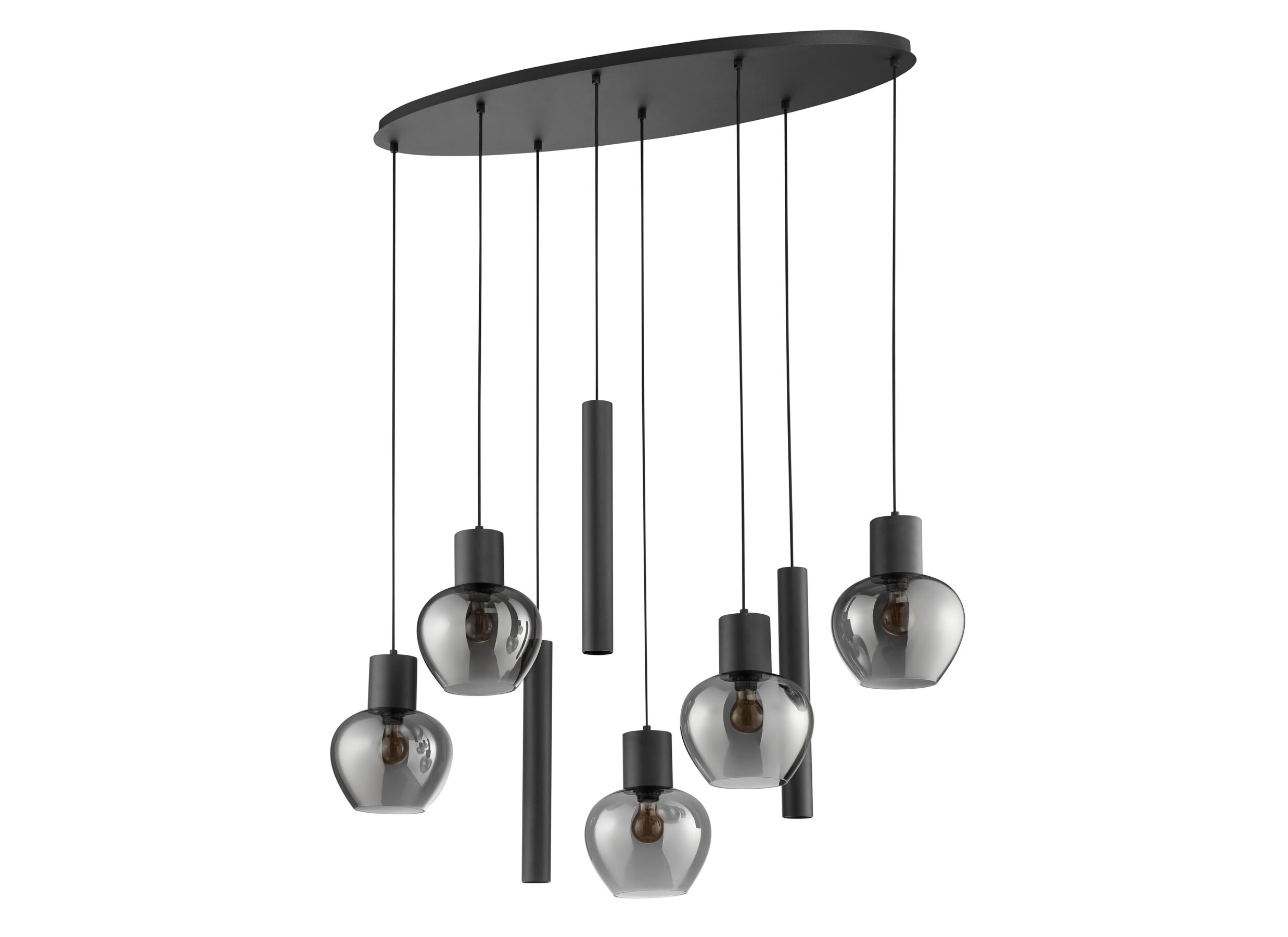 Overzichtsfoto - Hanglamp Nuvia 5x20W E27 & 3x10W GU10 - metaal - zwart