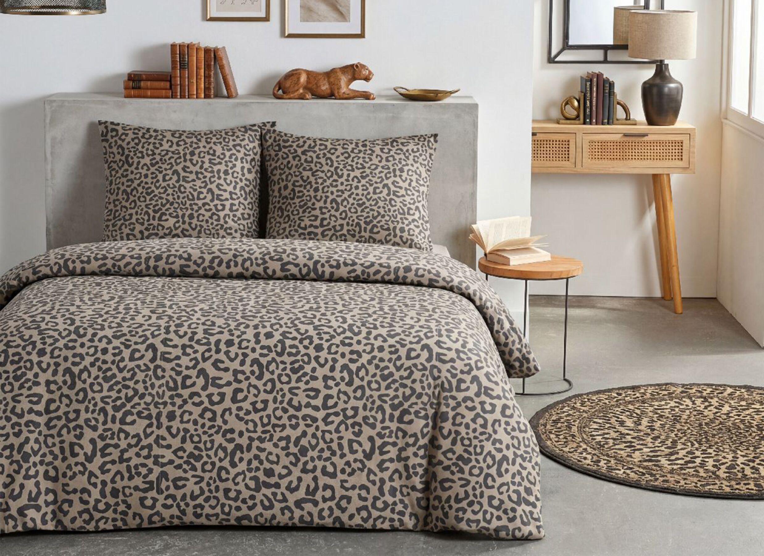 Foto ambiance - Housse de couette Sunshine 220x240cm - coton - beige & gris