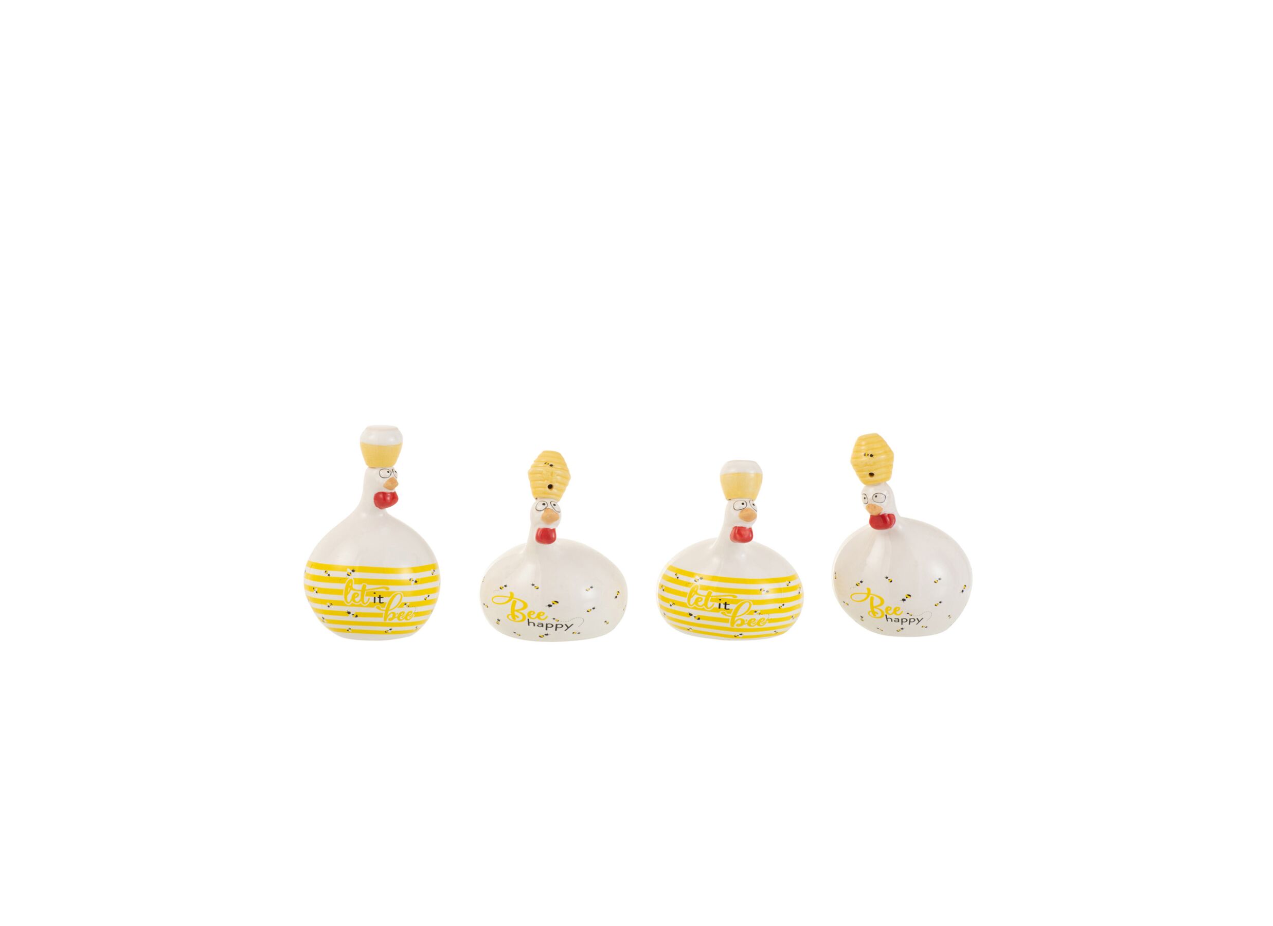 Plus Important - Statuette Poulet Bee Happy/Miel H12cm - céramique - blanc/jaune