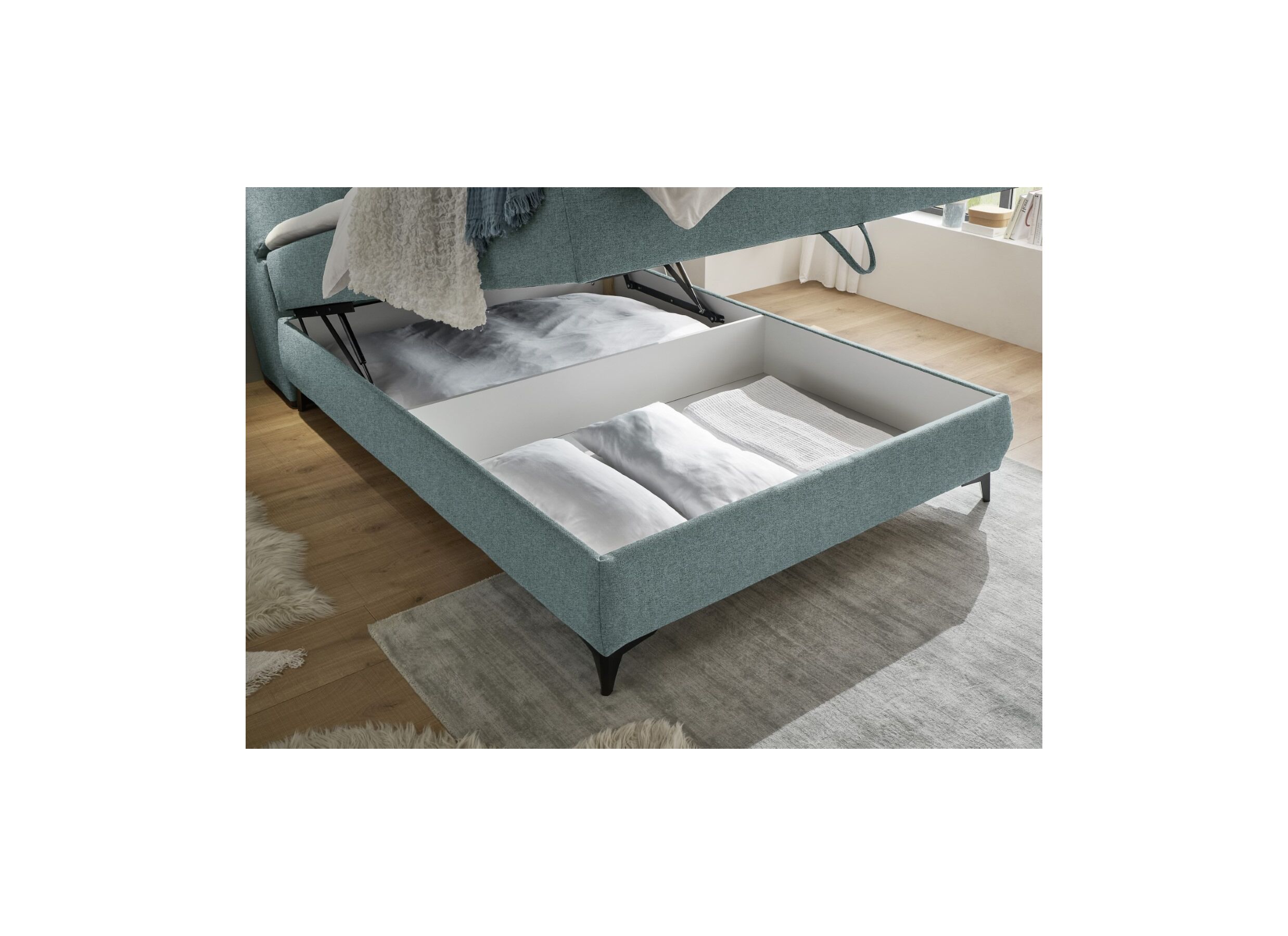 Bedbox Atlantis 140x200cm met opbergruimte stof munt