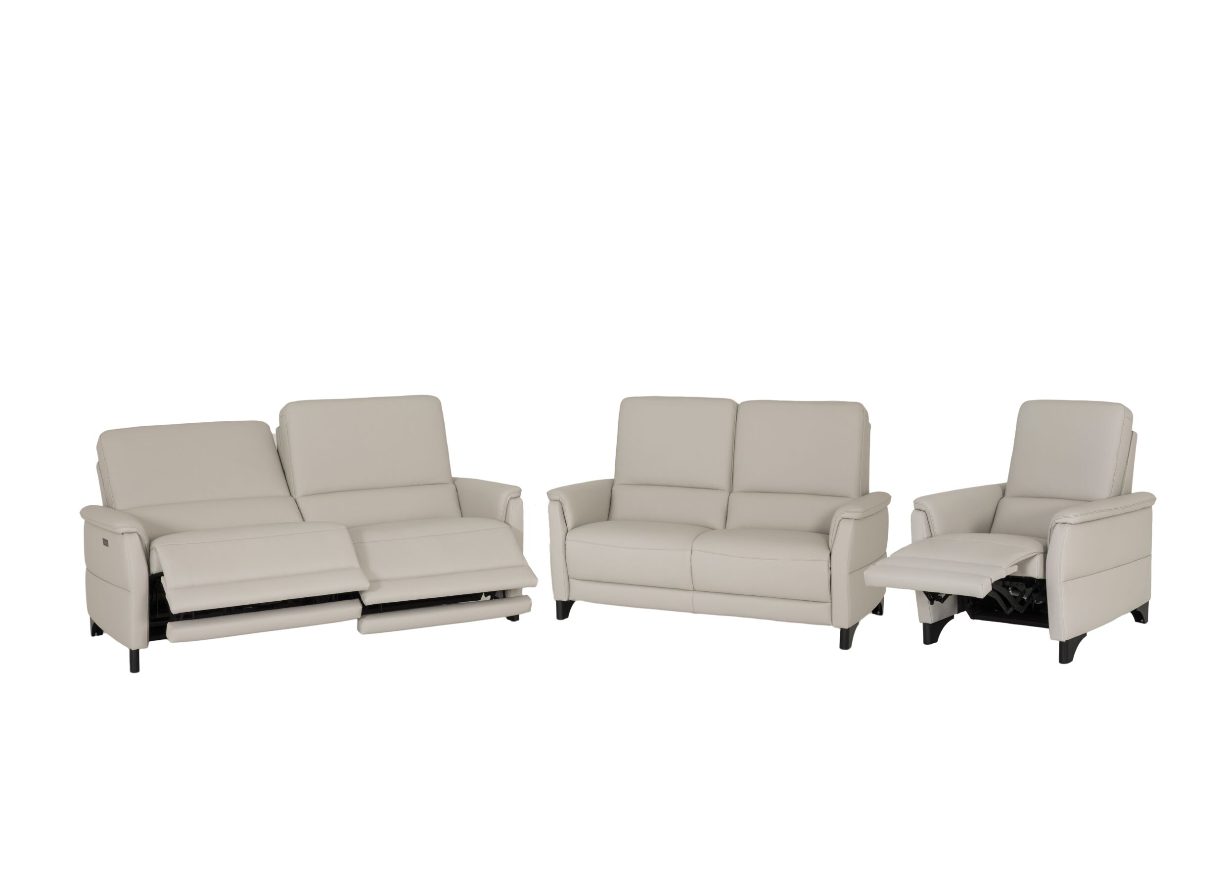 Overzichtsfoto - Zetel Malorix 3+2+1-zit - leder - beige met relax