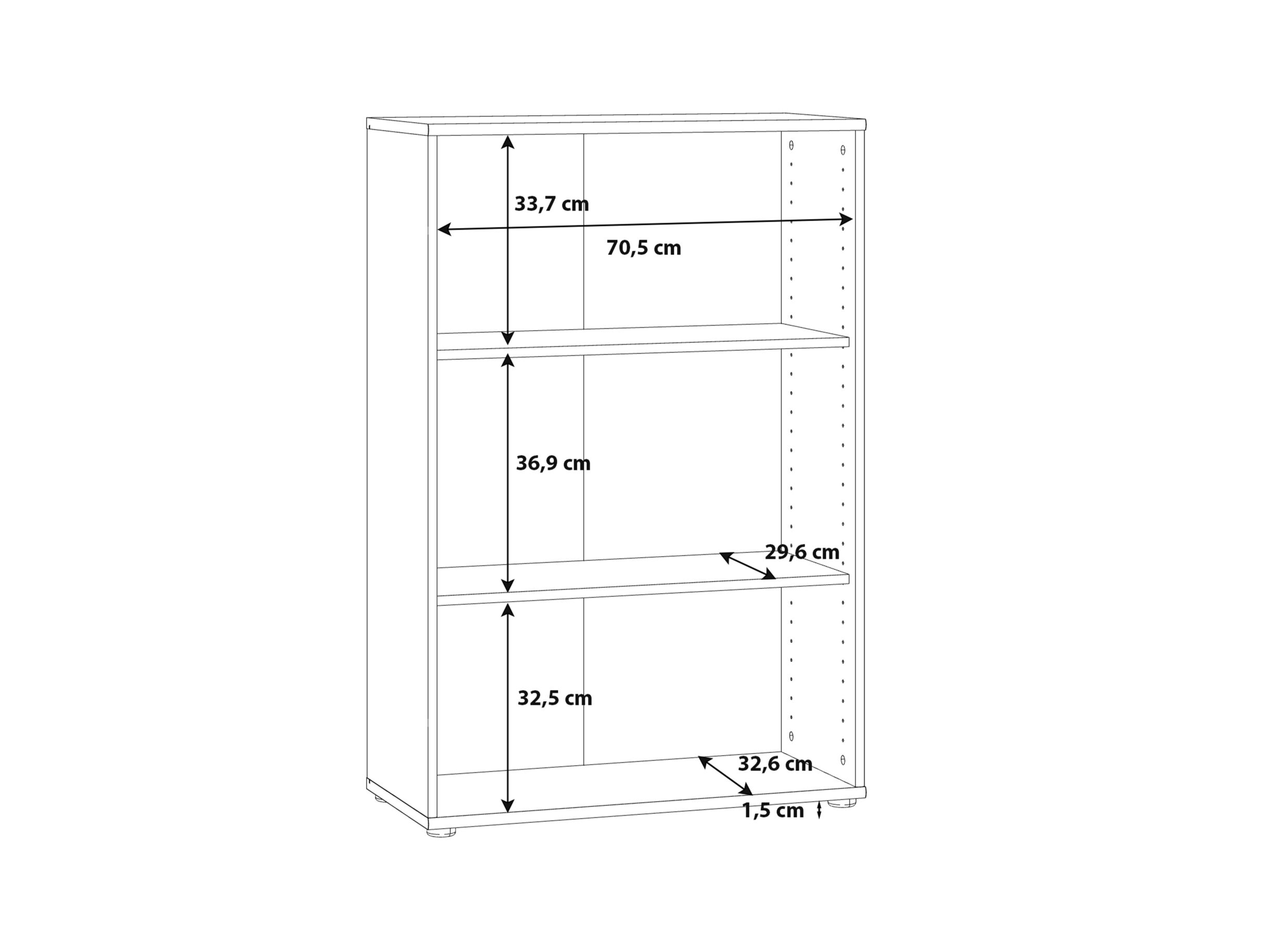 Dimensions - Bibliothèque Topic 74x35x111cm - décor - blanc