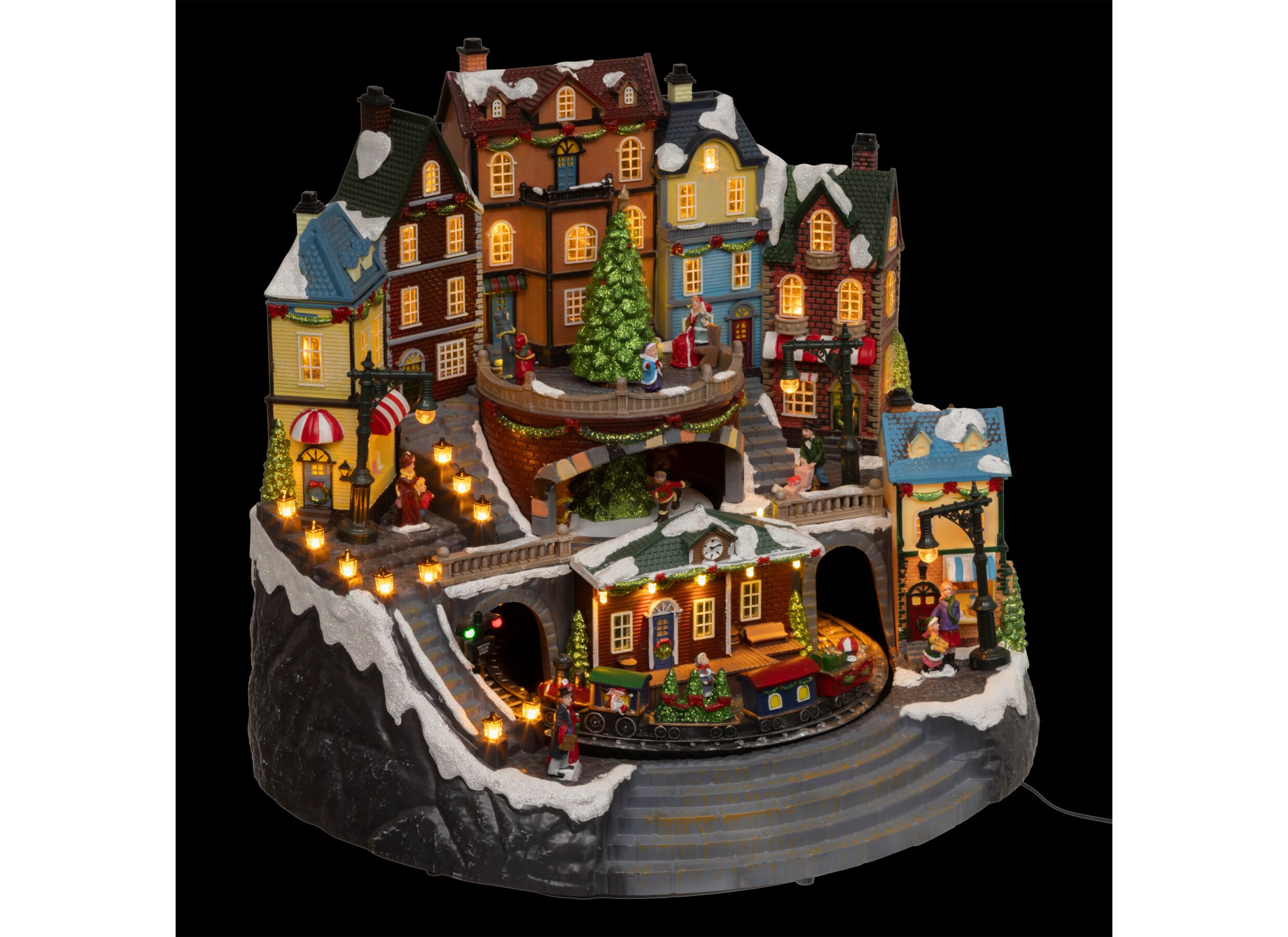 Aperçu - Décoration de Noël Village LED H37,5cm - polystone - multicolor