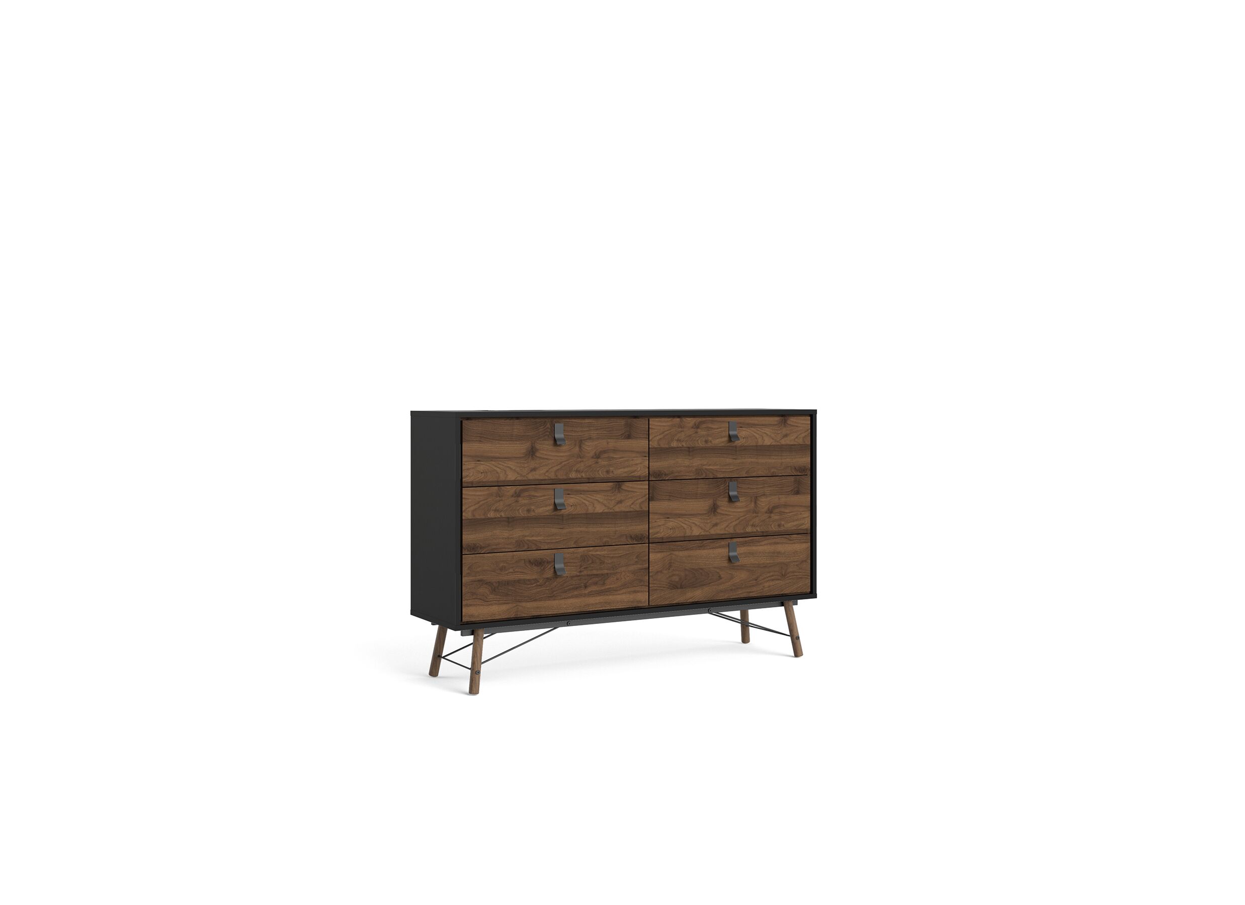 Ladekast Ry 151x41x95cm - decor - mat zwart/okkernoot