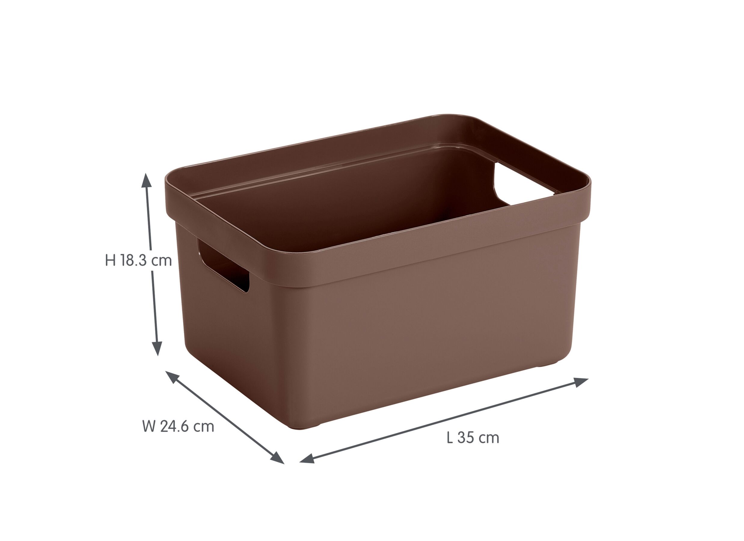 Afmetingen - Opbergbox Sigma Home 13L - 35,2x25,3x18,3cm