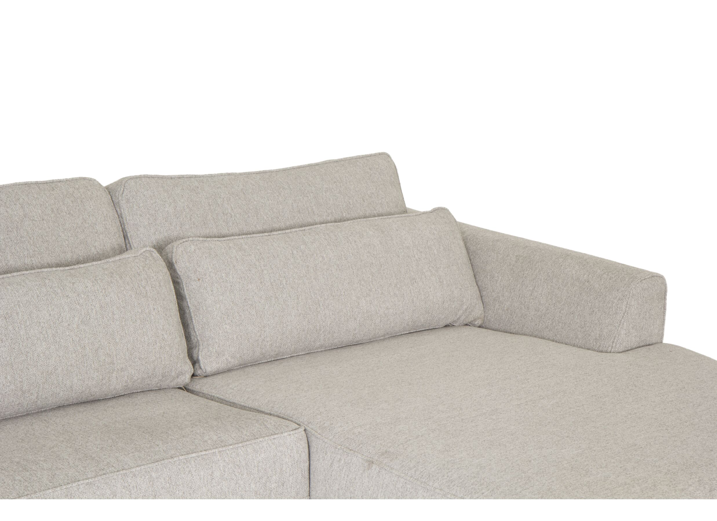 Canapé d'angle Alcamo 331x184cm - tissu - gris avec pouf