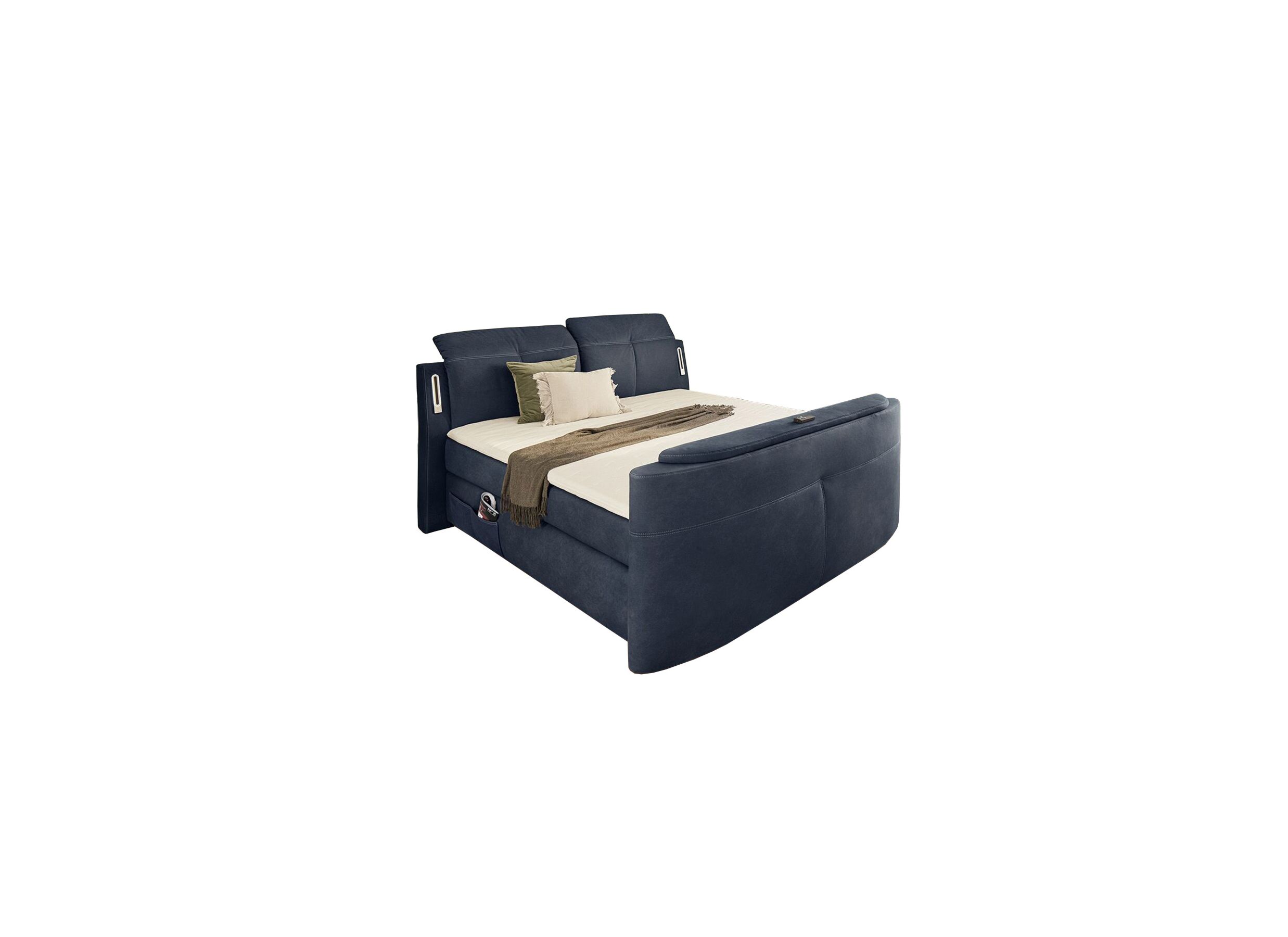 Boxspring Moviestar Normal 180x200cm - stof - blauw met tv-lift