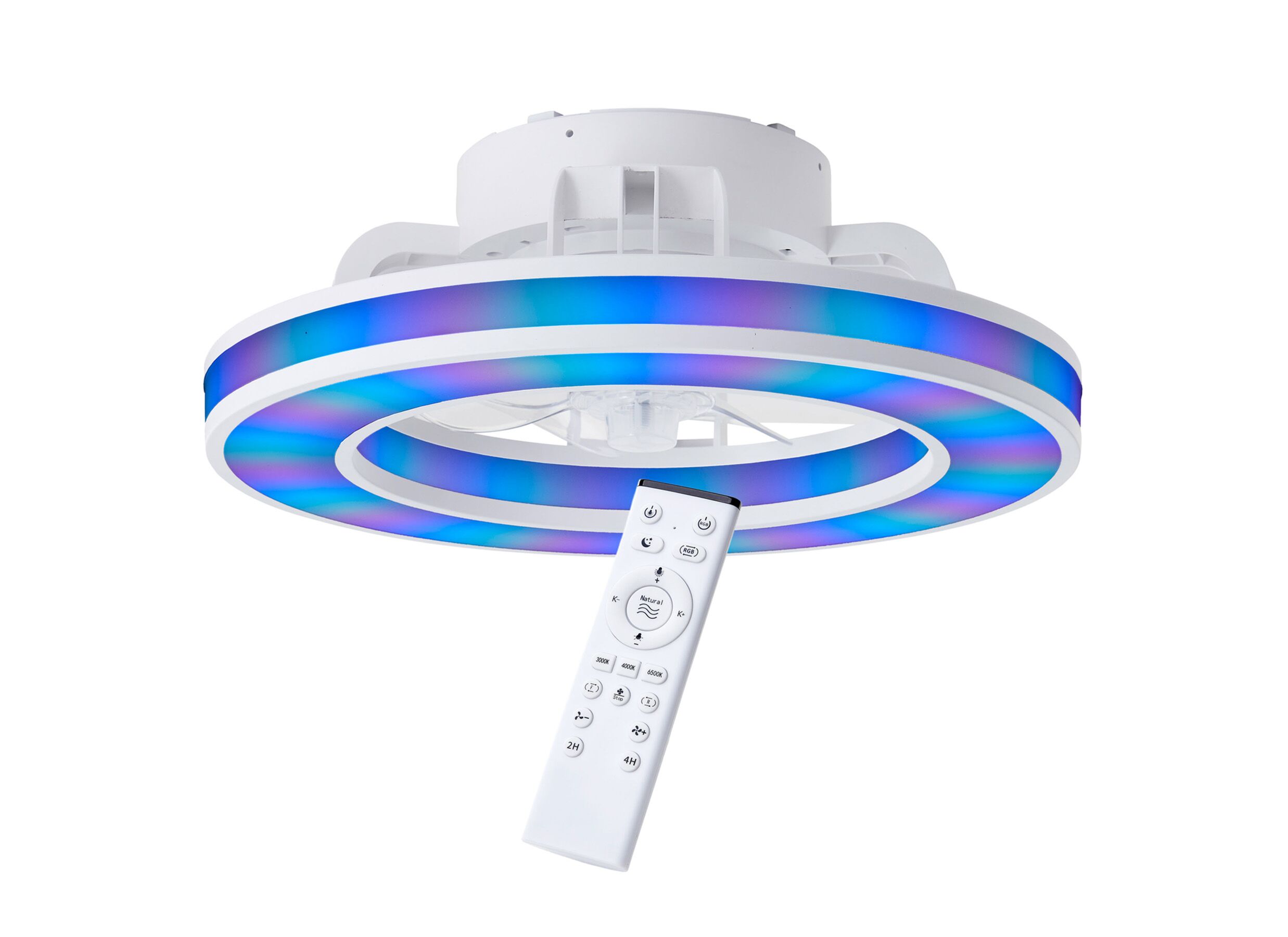 Plafondlamp Mondello met ventilator Ø41 - Plafondlamp Mondello met ventilator Ø41,5cm - kunststof - wit