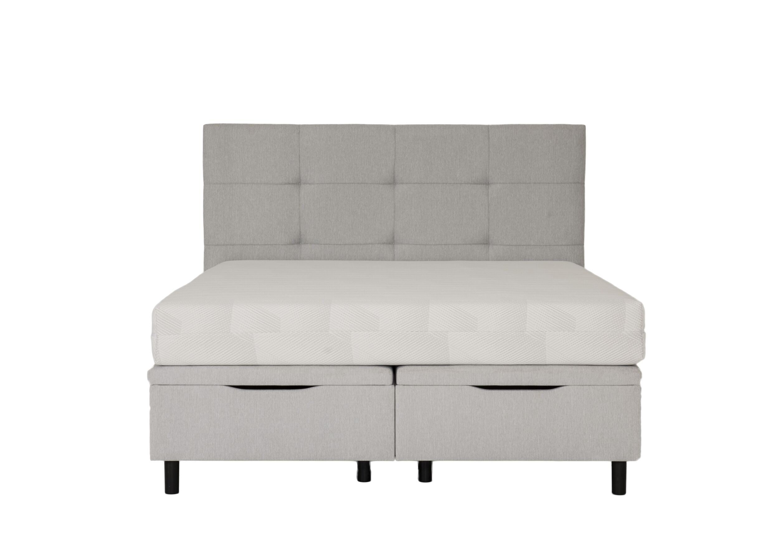 Overzichtsfoto - Bedbox Cosy 160x200cm - stof - lichtgrijs met opbergruimte
