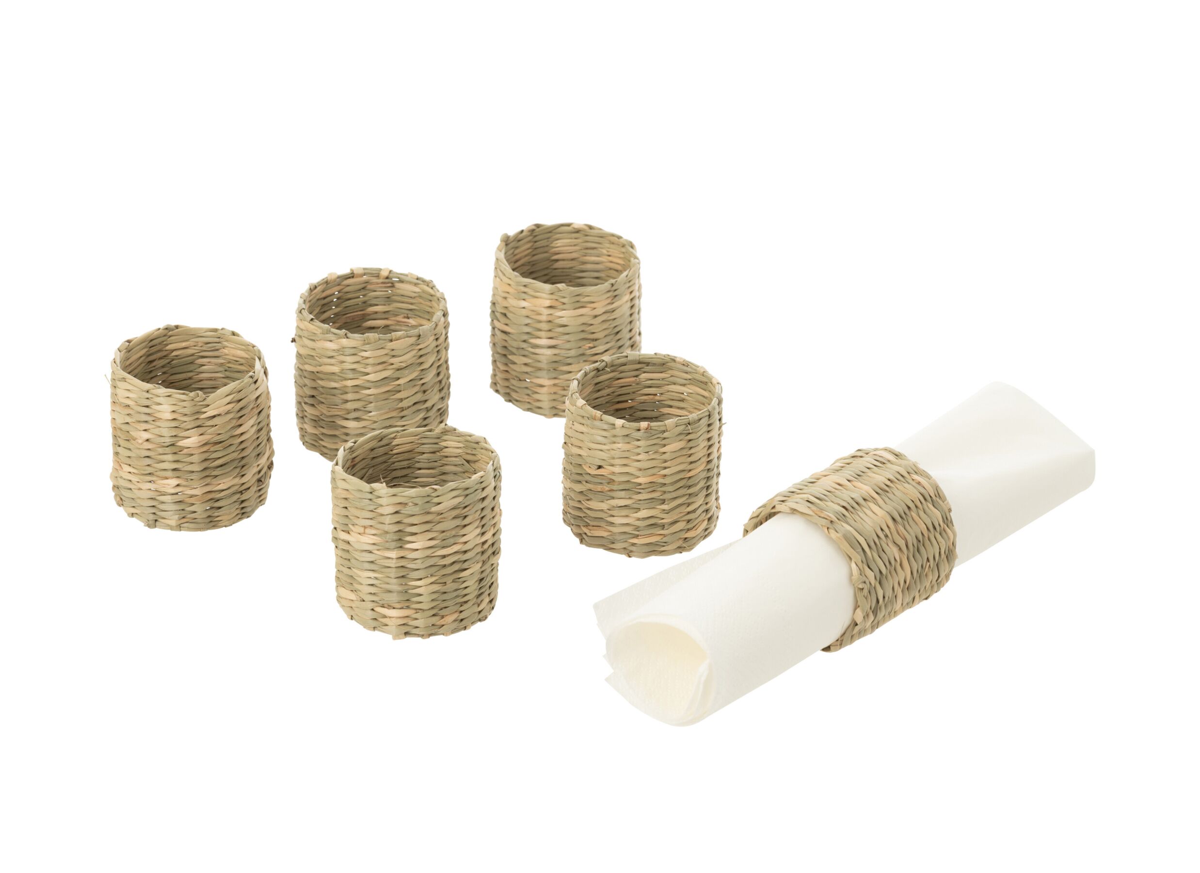 Setfoto - Servettenhouder 5x5cm - zeegras - naturel set van 6