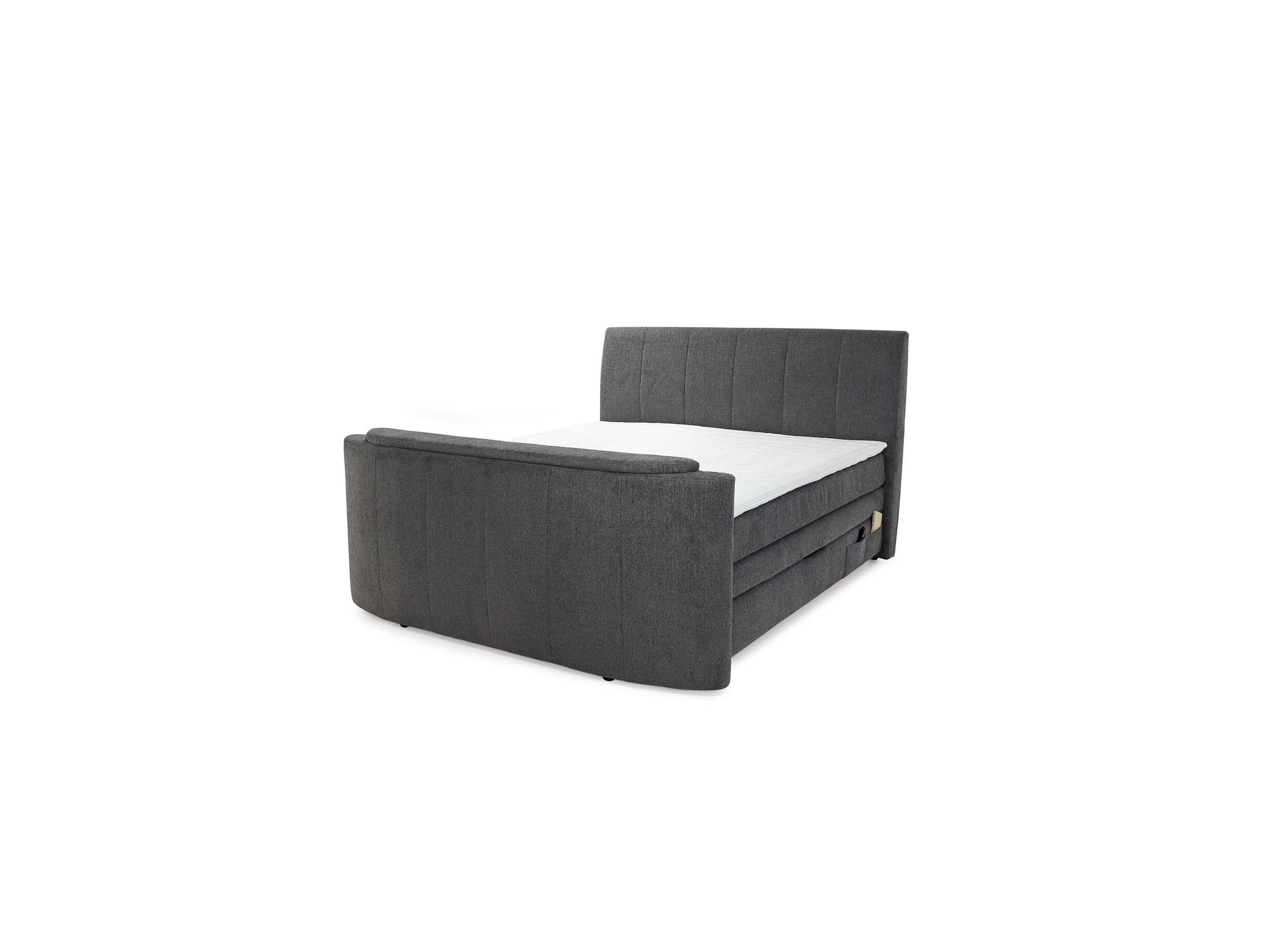 Plus Important - Boxspring Belair Normal 180x200cm - tissu - anthracite avec élévateur TV et rangement