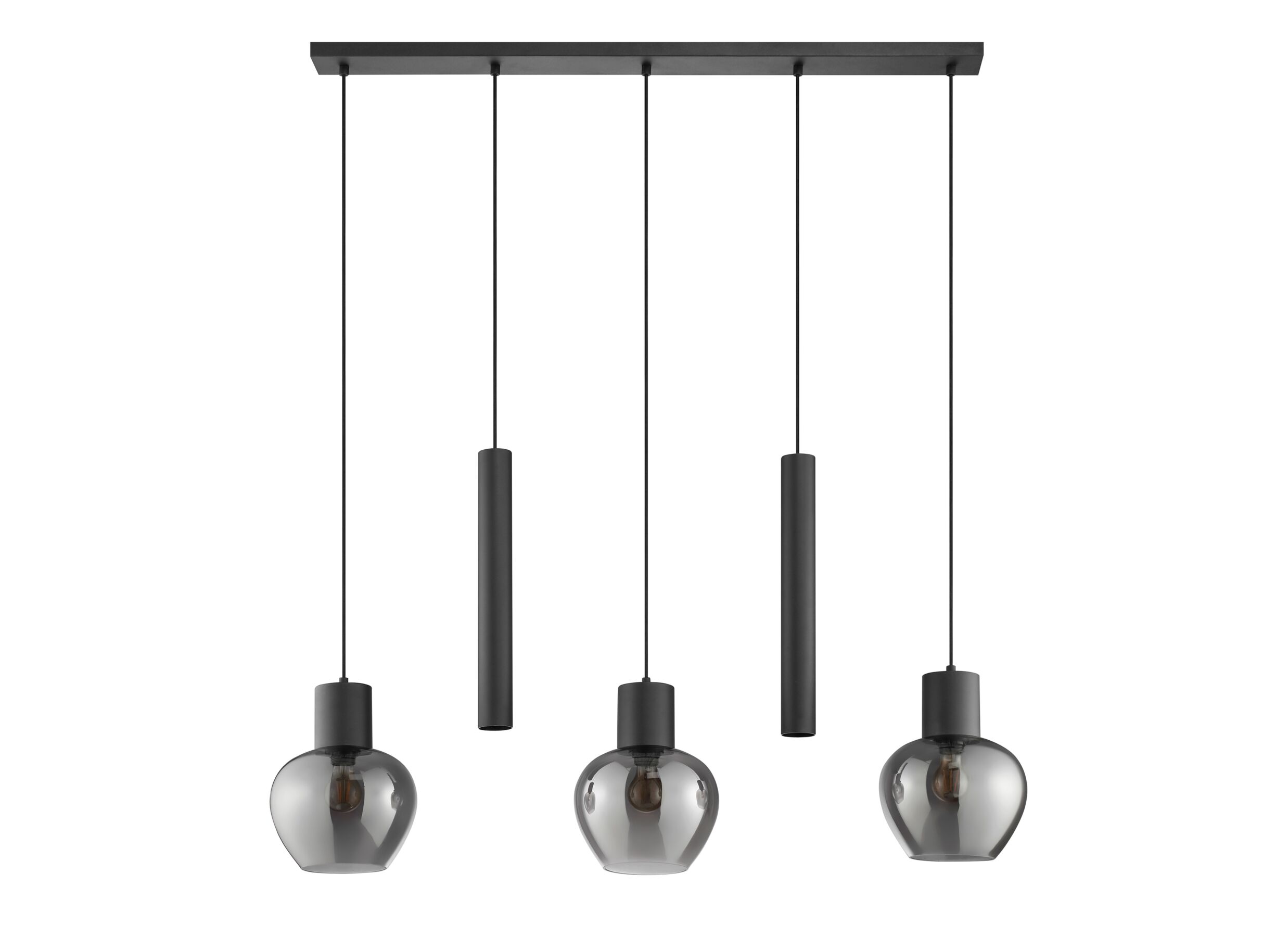 Overzichtsfoto - Hanglamp Nuvia 3x20W E27 & 2x10W GU10 - metaal - zwart