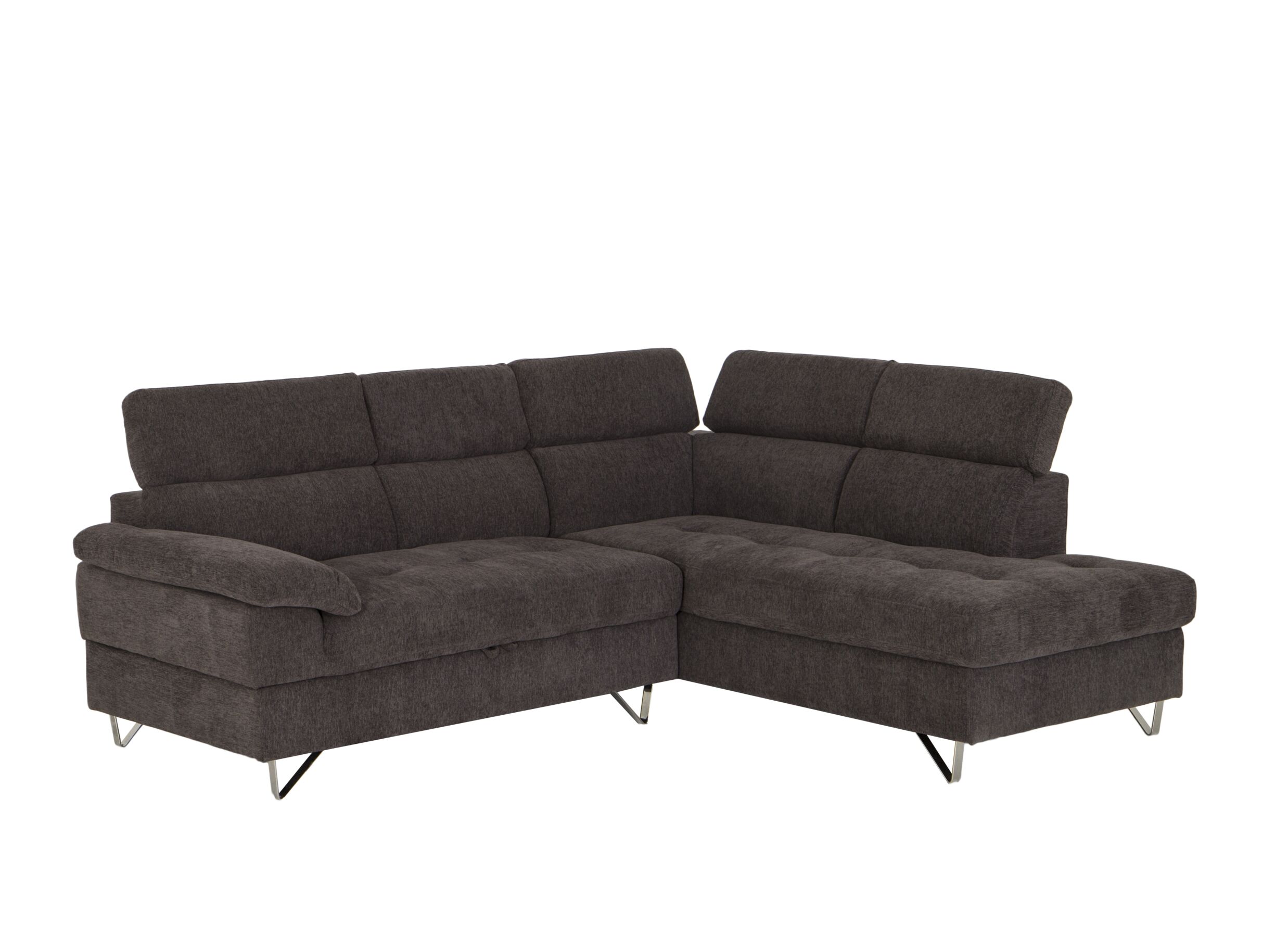 Canapé d'angle Sirocco 230x200cm - tissu - gris foncé avec fonction lit