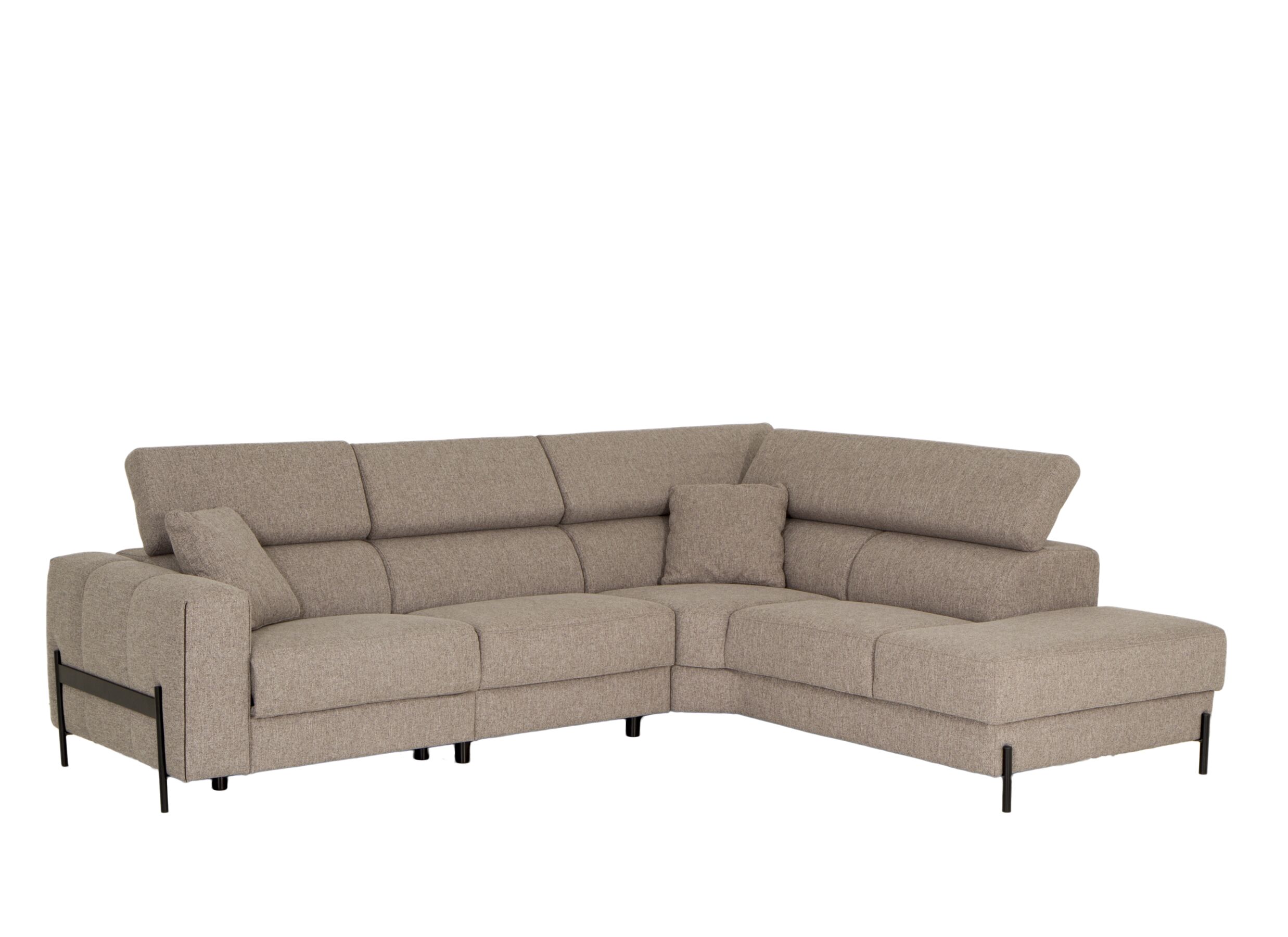Canapé d'angle Arkon 296x238cm - tissu - taupe avec relax