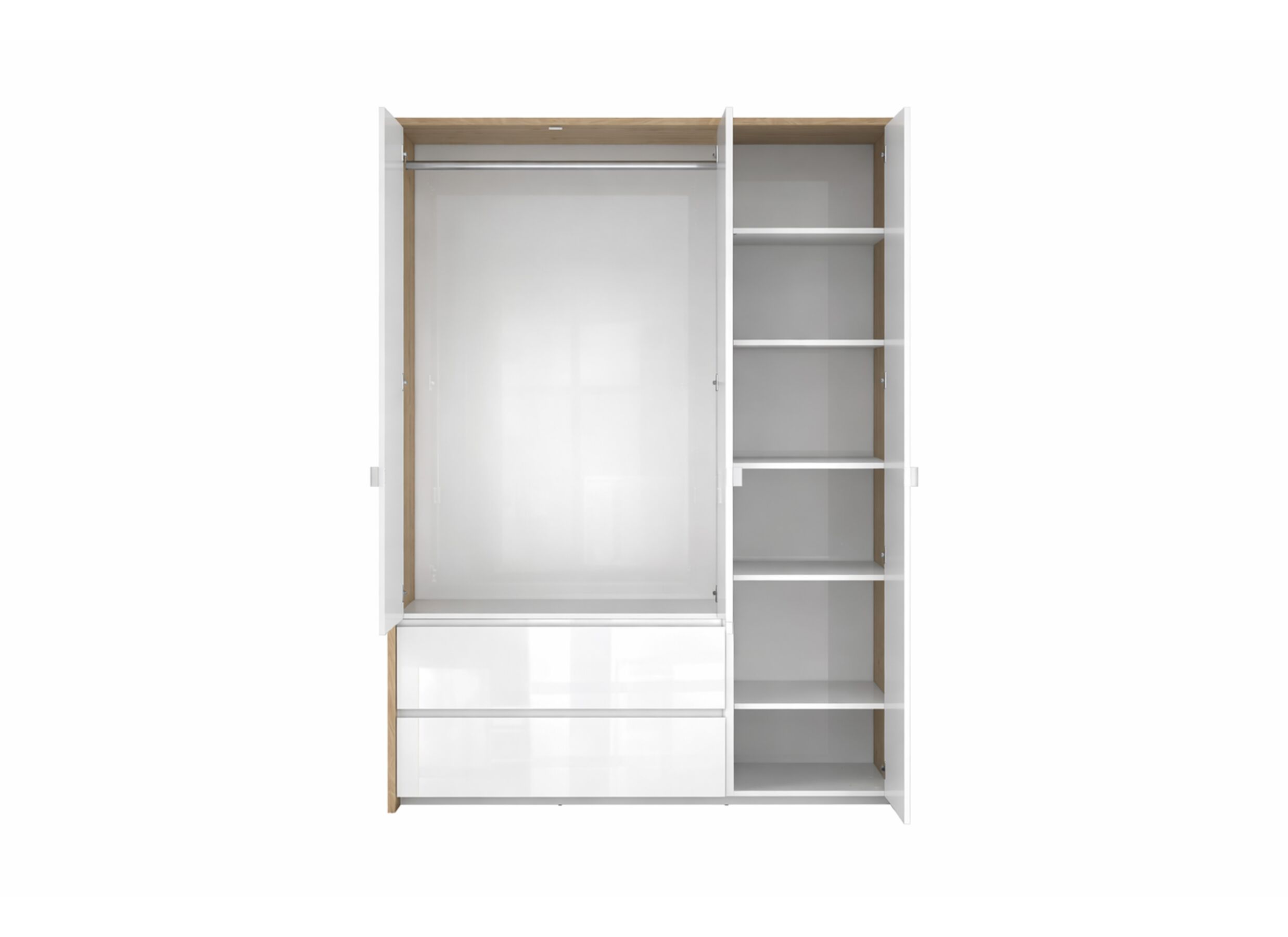 Indeling - Kleerkast Next 149x58x202cm - melamine - glanzend wit & jackson hickory