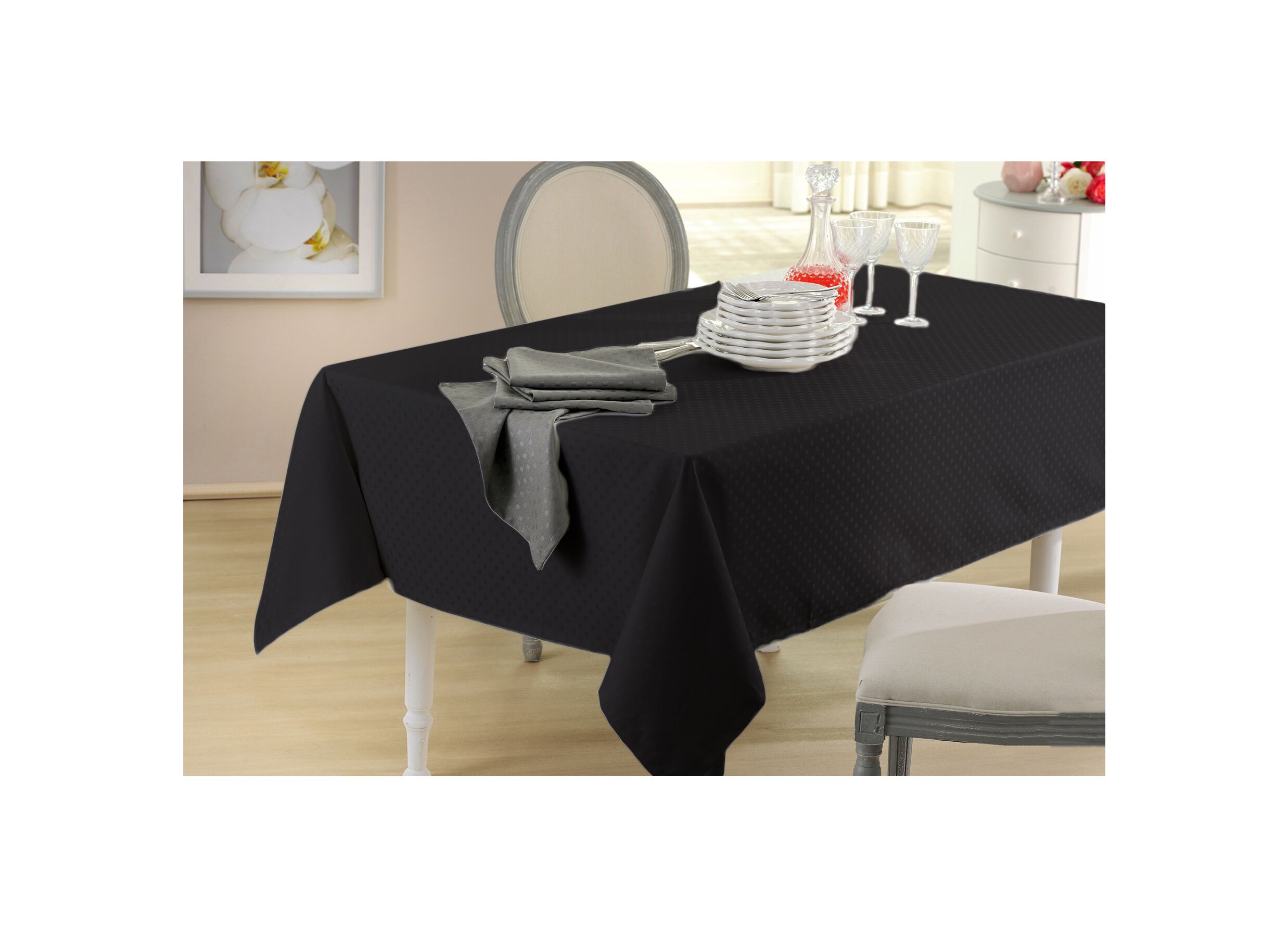 Tafelkleed 150x350cm - teflon - zwart - Nappe 150x350cm - teflon - noir