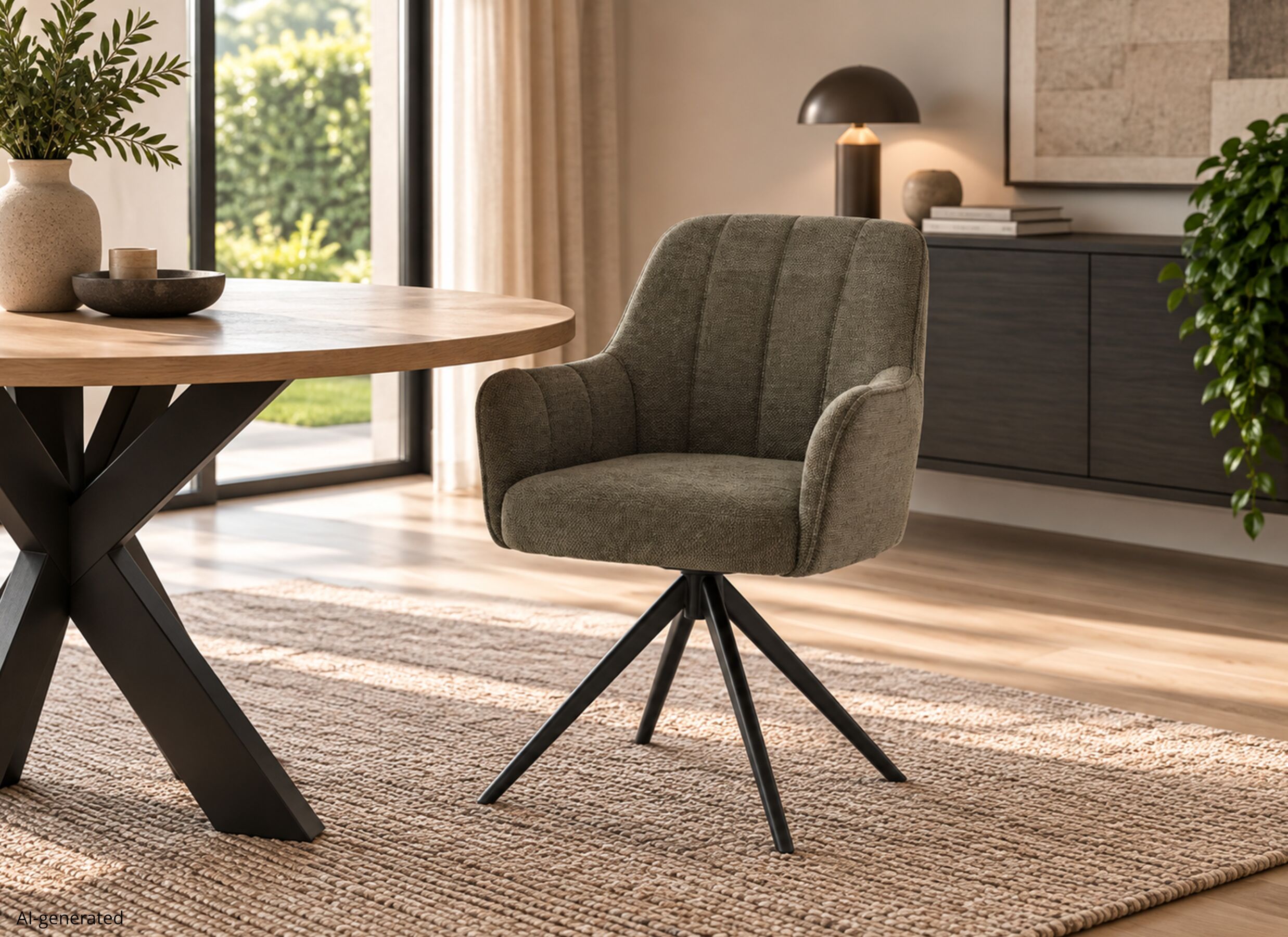 AI Generated - Chaise pivotante Bonzo 59x58x88cm - tissu - vert