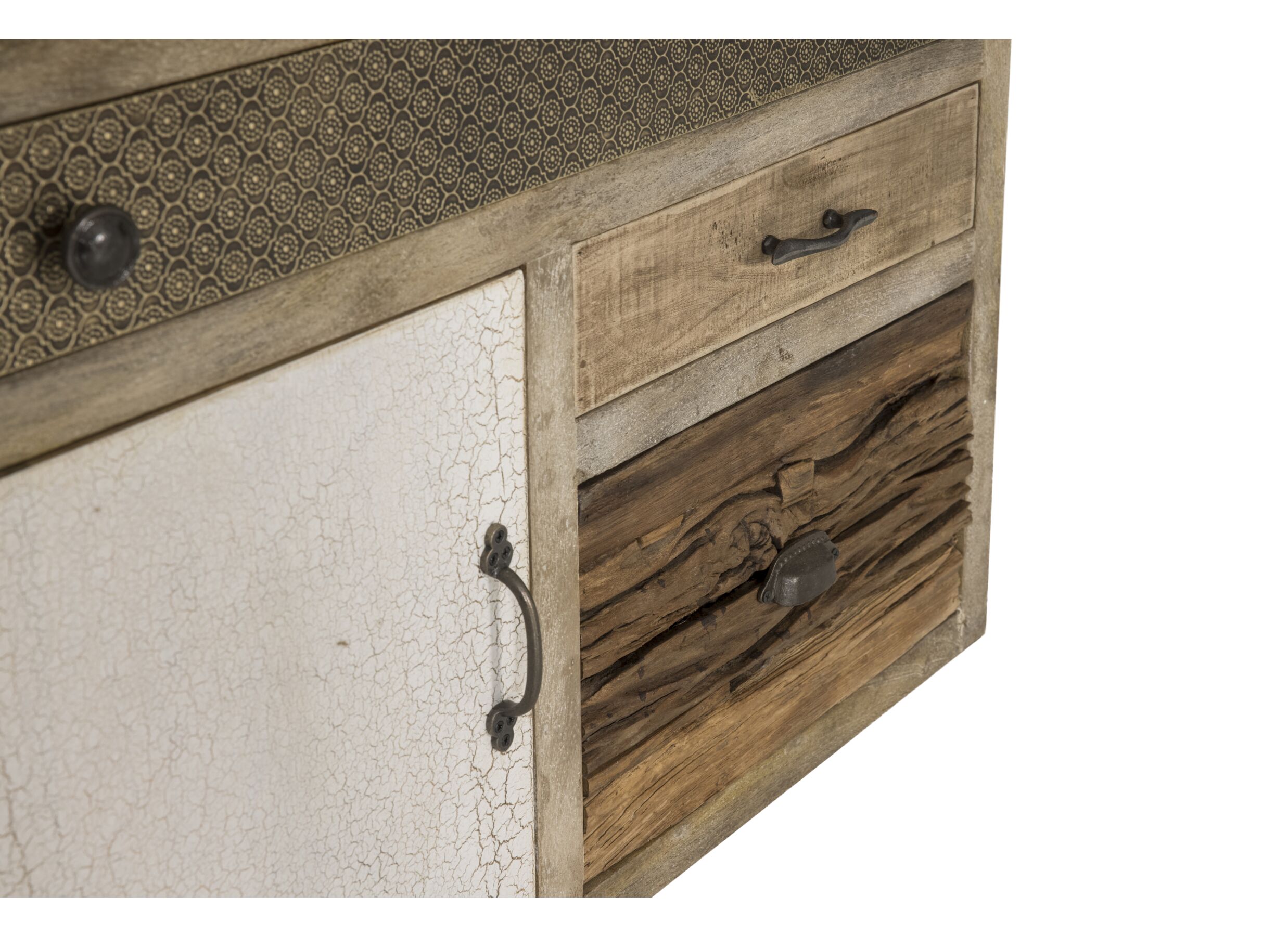Armoire Harem 90x40x112cm - mangue massif - marron & multicolor