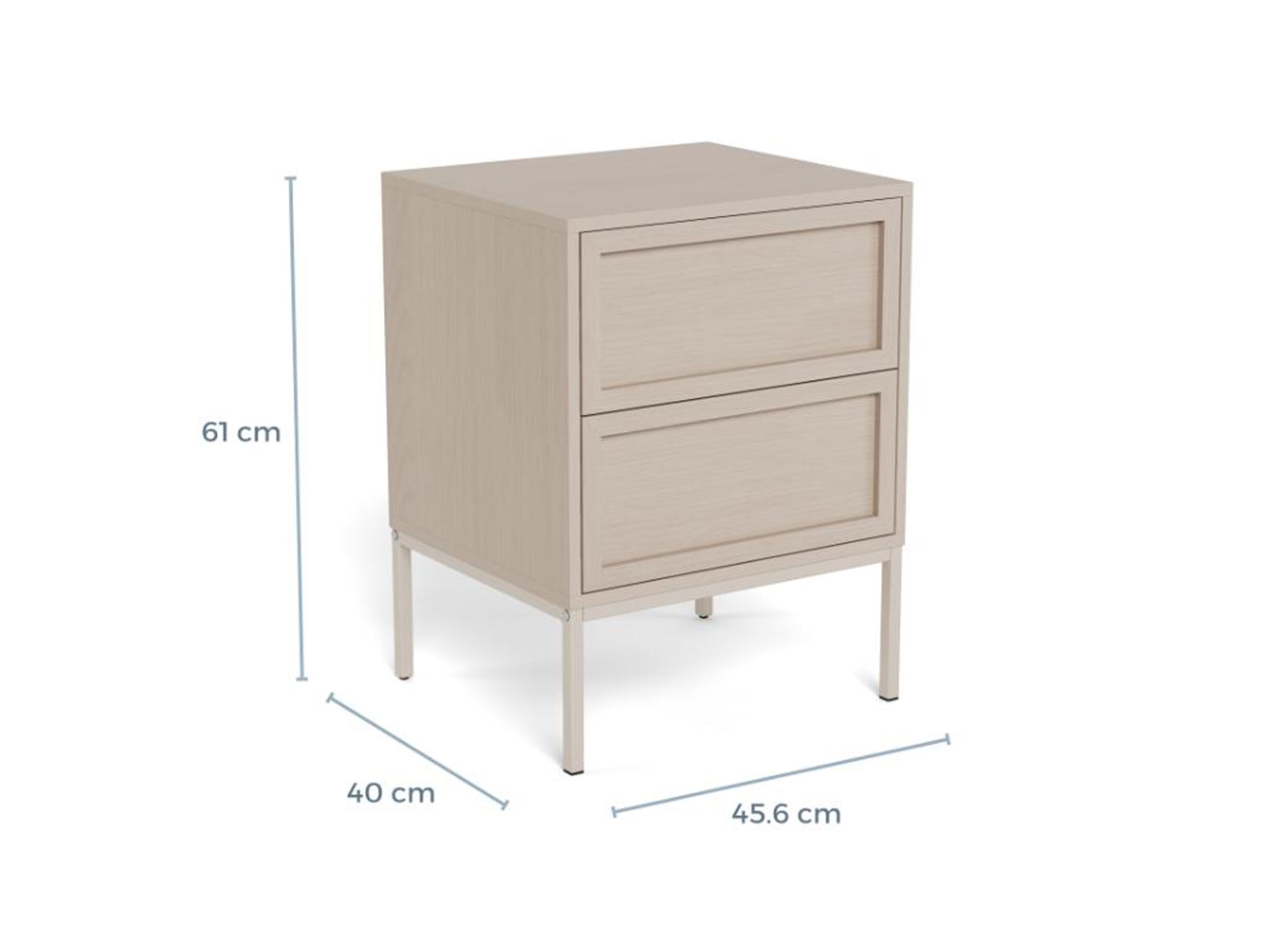 Dimensions - Table de chevet 46x40x61cm - mélamine - gris