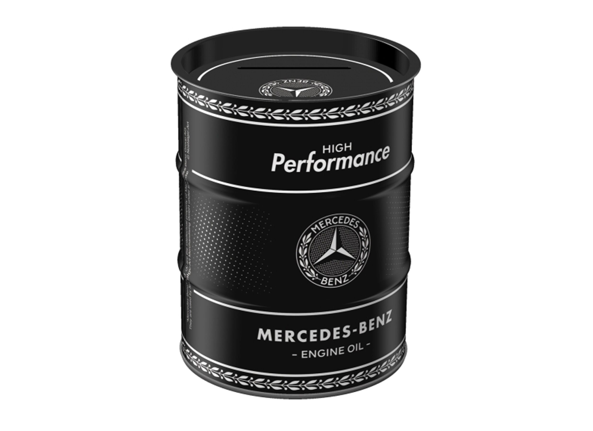 Spaarpot Mercedes Benz High Performance Engine Oil H12cm - metaal - meerkleurig - Tirelire Mercedes Benz High Performance Engine Oil H12cm - métal - multicolore