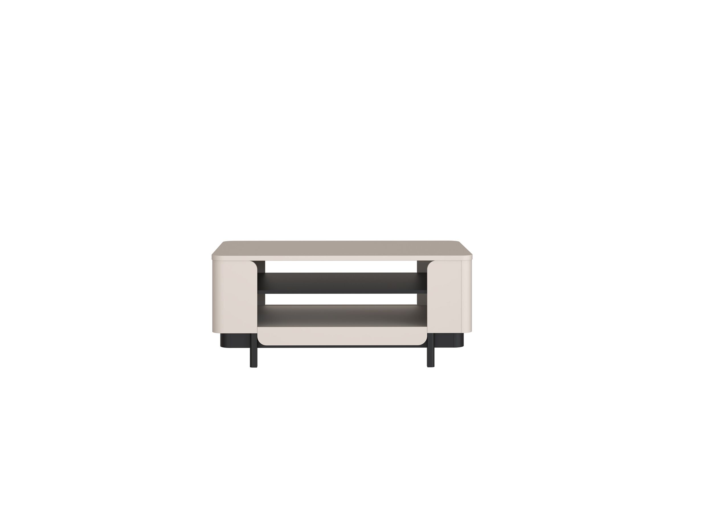 Table basse Vodol 115x65cm - panneau décor - sable/noir