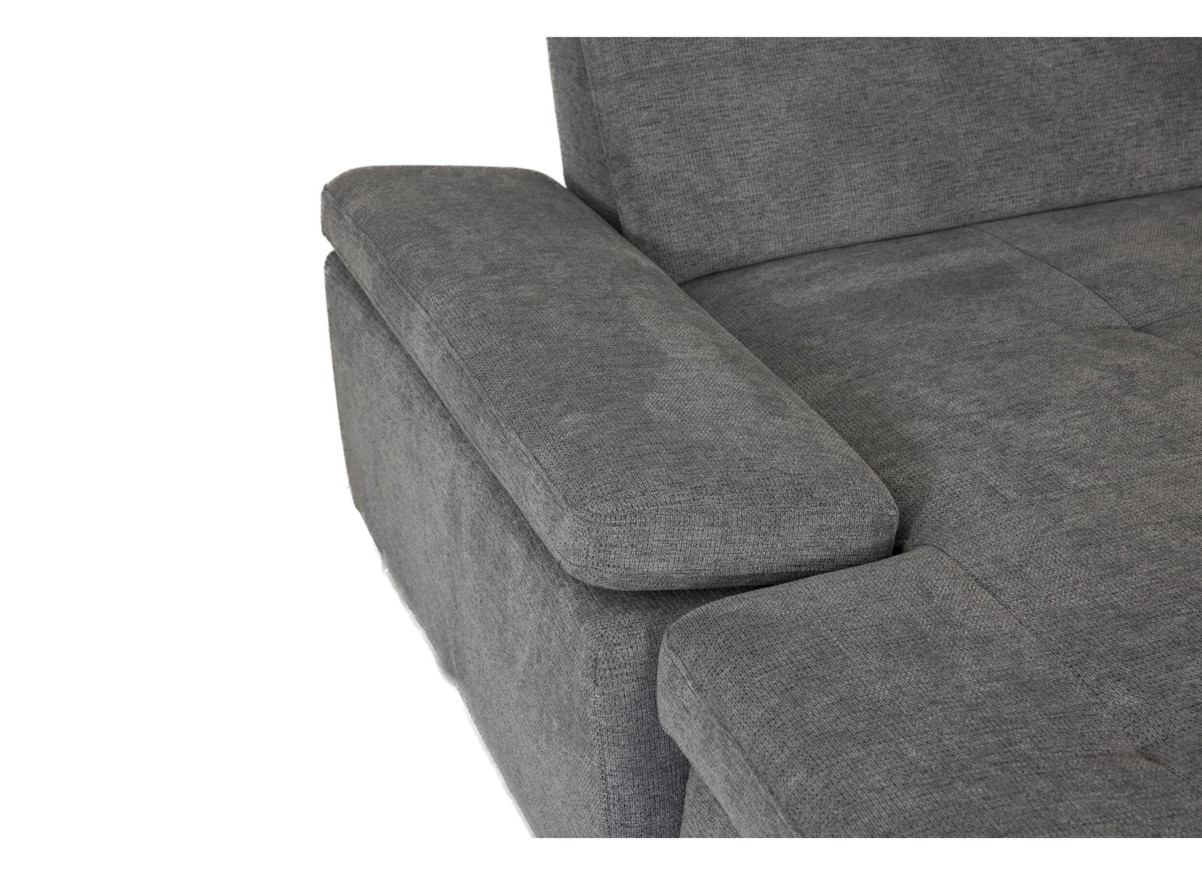 Hoeksalon Artus 371x260cm - stof - grijs met bedfunctie en opbergruimte