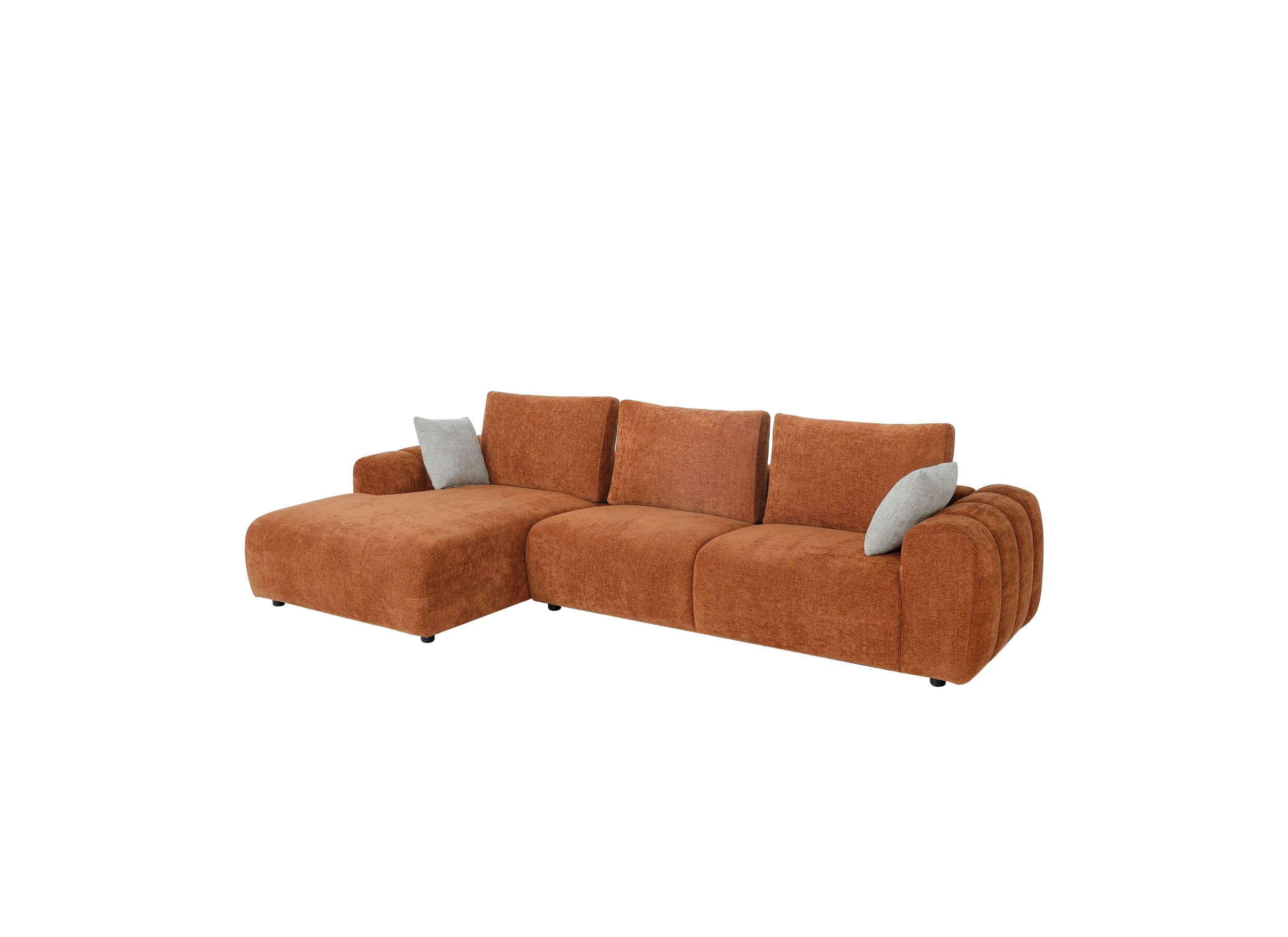 Hoeksalon Mandarin 315x165cm - chenille - oranje - Canapé d'angle Mandarin 315x165cm - chenille - orange