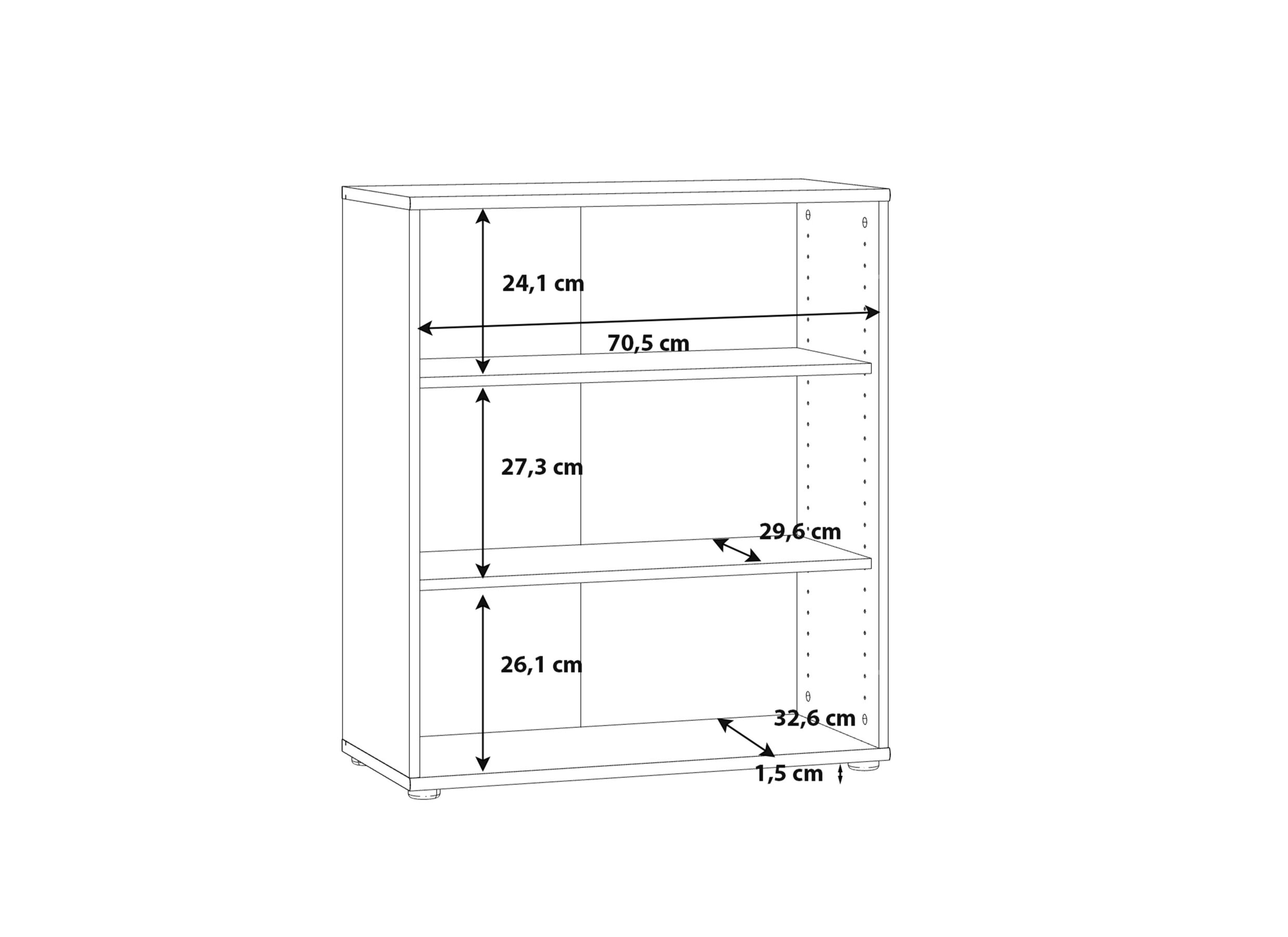 Dimensions - Bibliothèque Topic 74x35x86cm - décor - blanc