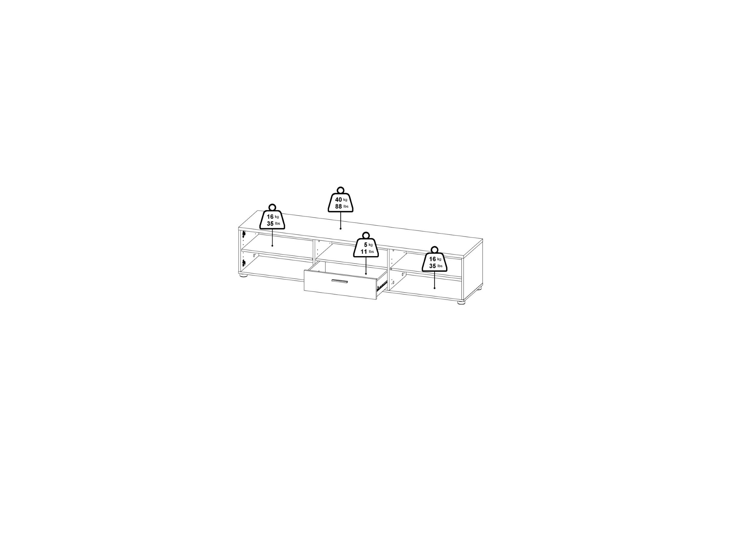 Dimensions - Meuble TV Media blanc 177cm
