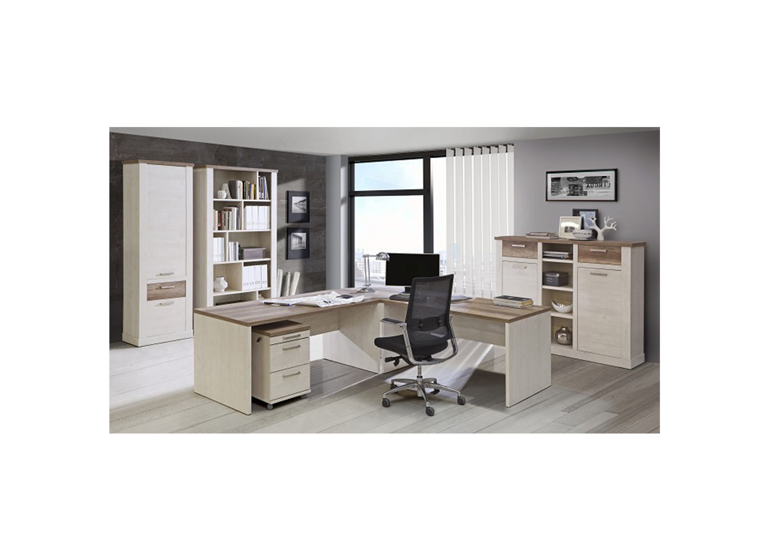 Kantoor Duro - meubelplaat - pine white/antique oak