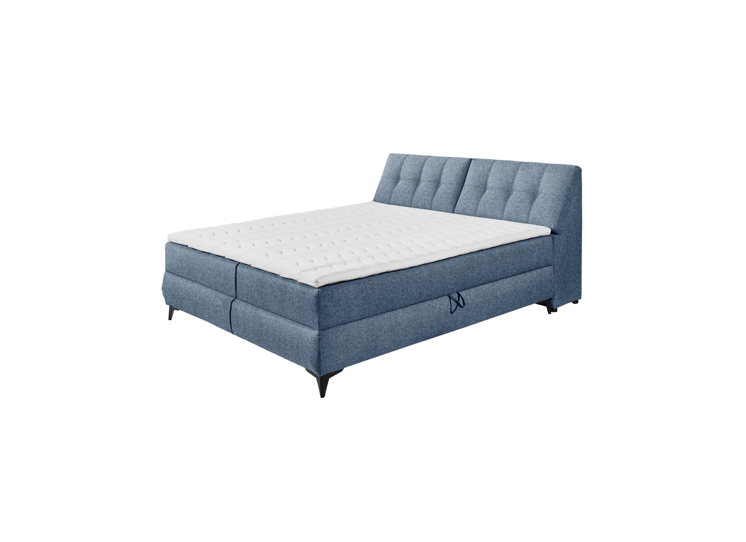 Lit box Atlantis 180x200cm avec rangement tissu bleu - Lit box Atlantis 180x200cm avec rangement tissu bleu