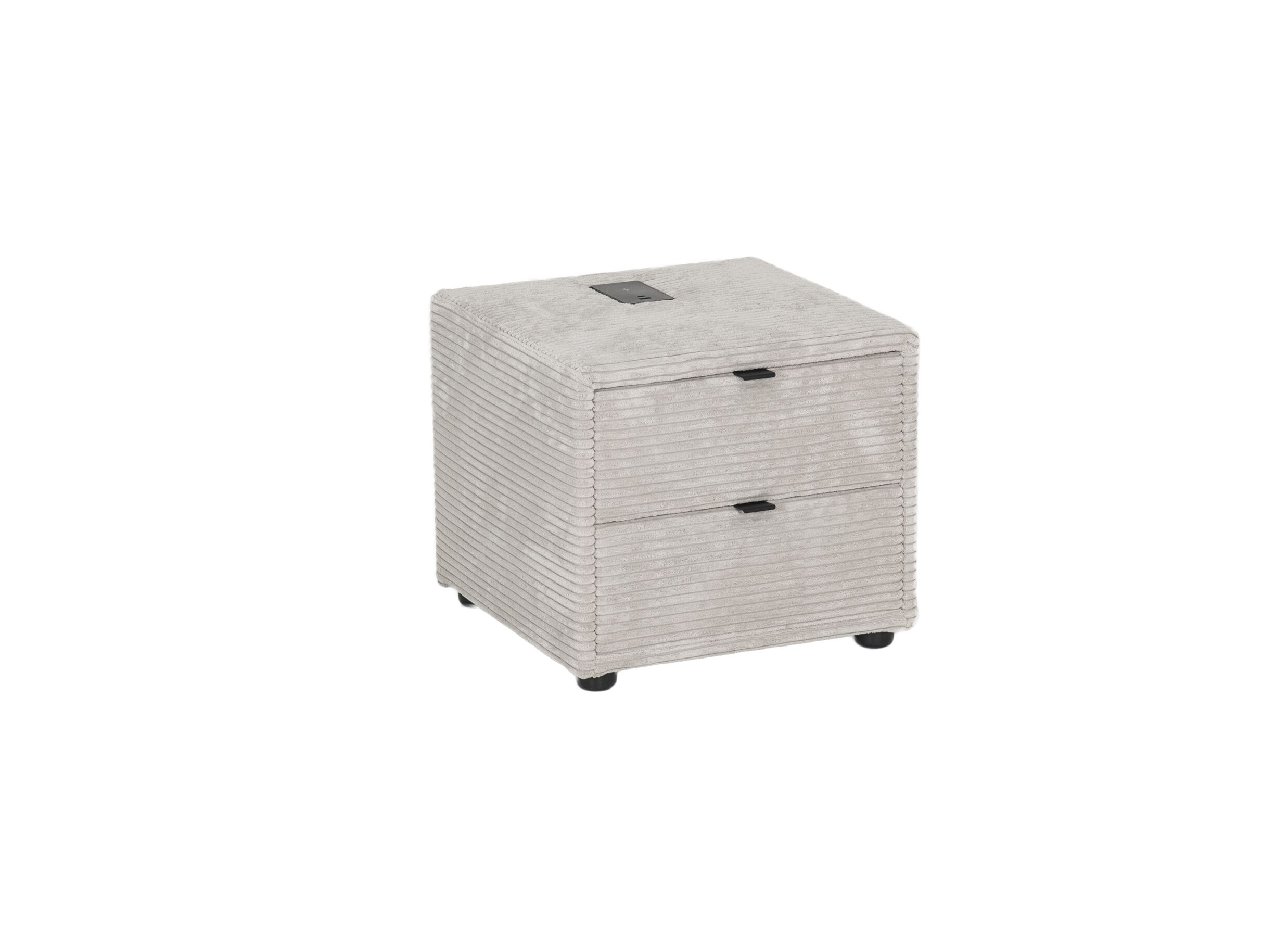 Plus Important - Table de chevet Lara 44x44x39cm - polyester - gris clair