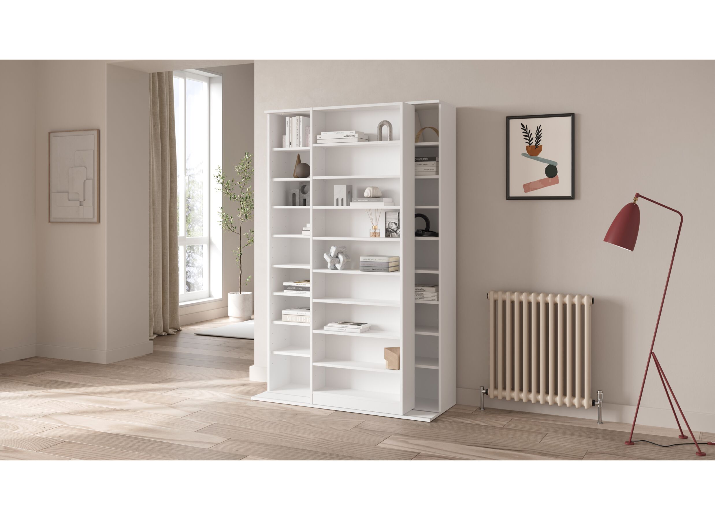 Sfeerfoto - Boekenrek Bento 117x44x179cm - decor - wit