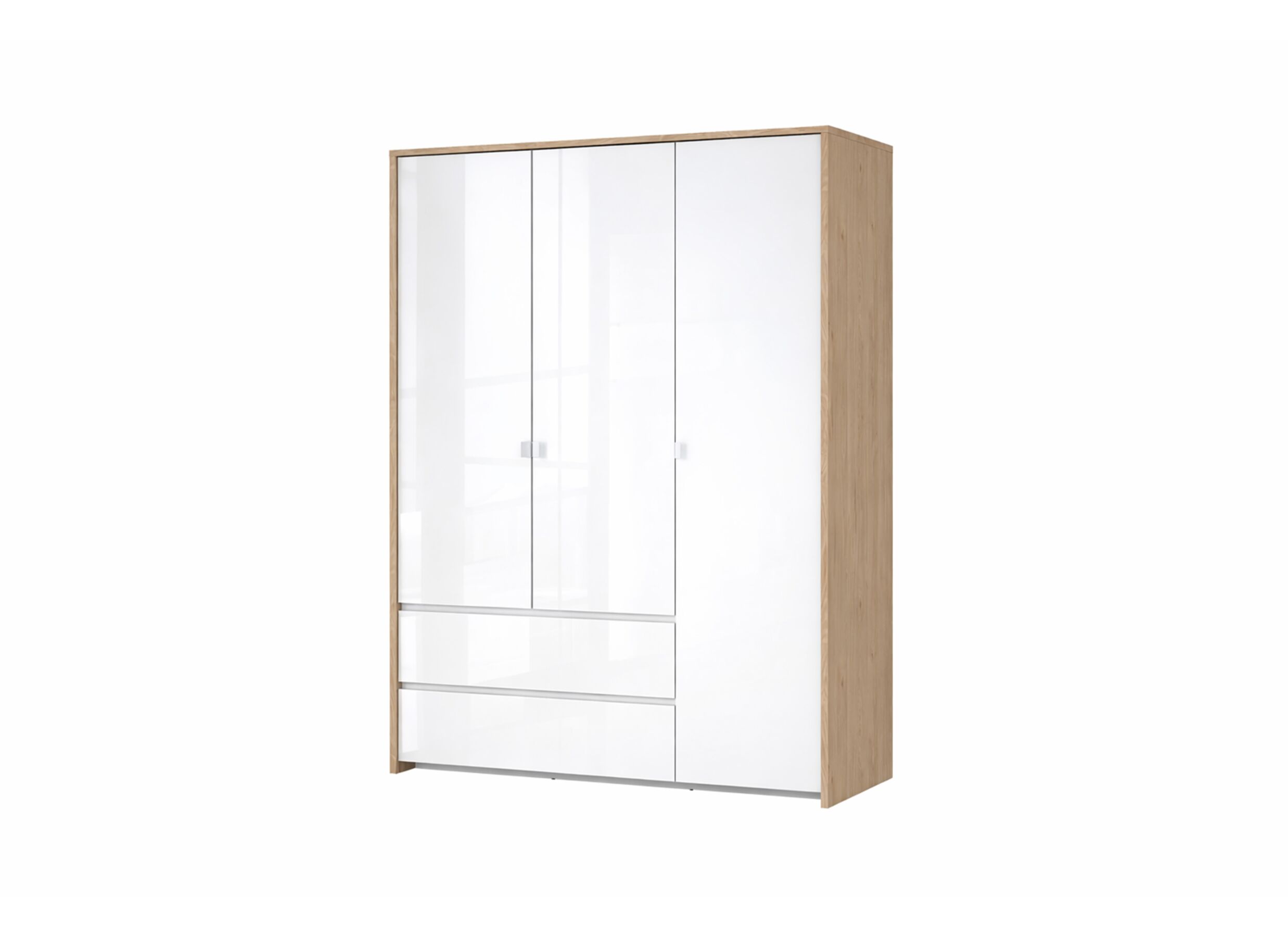 Hoofdfoto - Kleerkast Next 149x58x202cm - melamine - glanzend wit & jackson hickory
