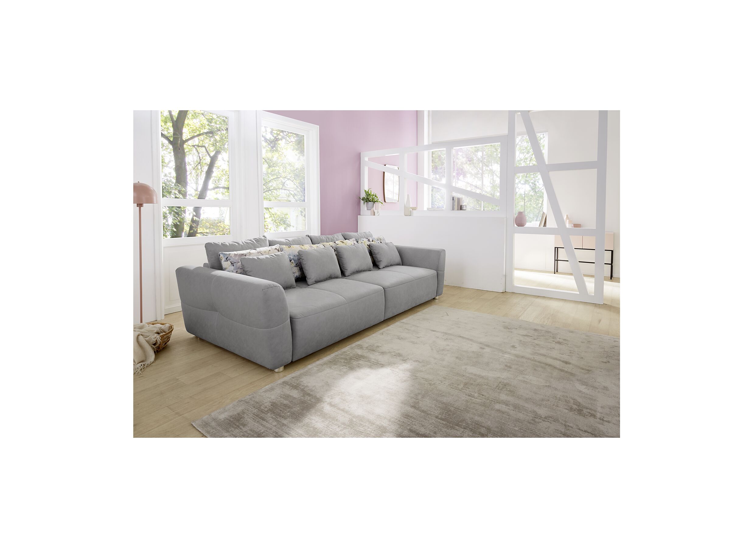 Foto ambiance - Canapé Gulliver 4 places - tissu - gris clair