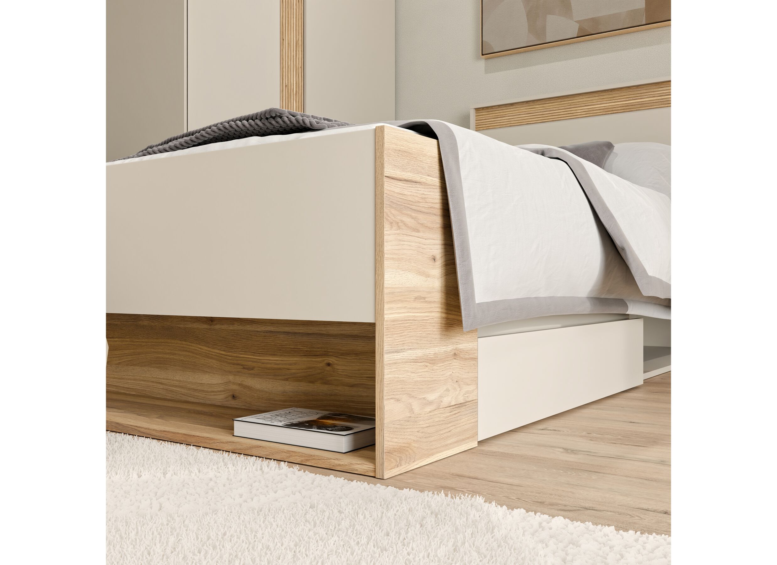 Detail - Lit Wexlin 120x200cm - décor - sand & mauvella oak