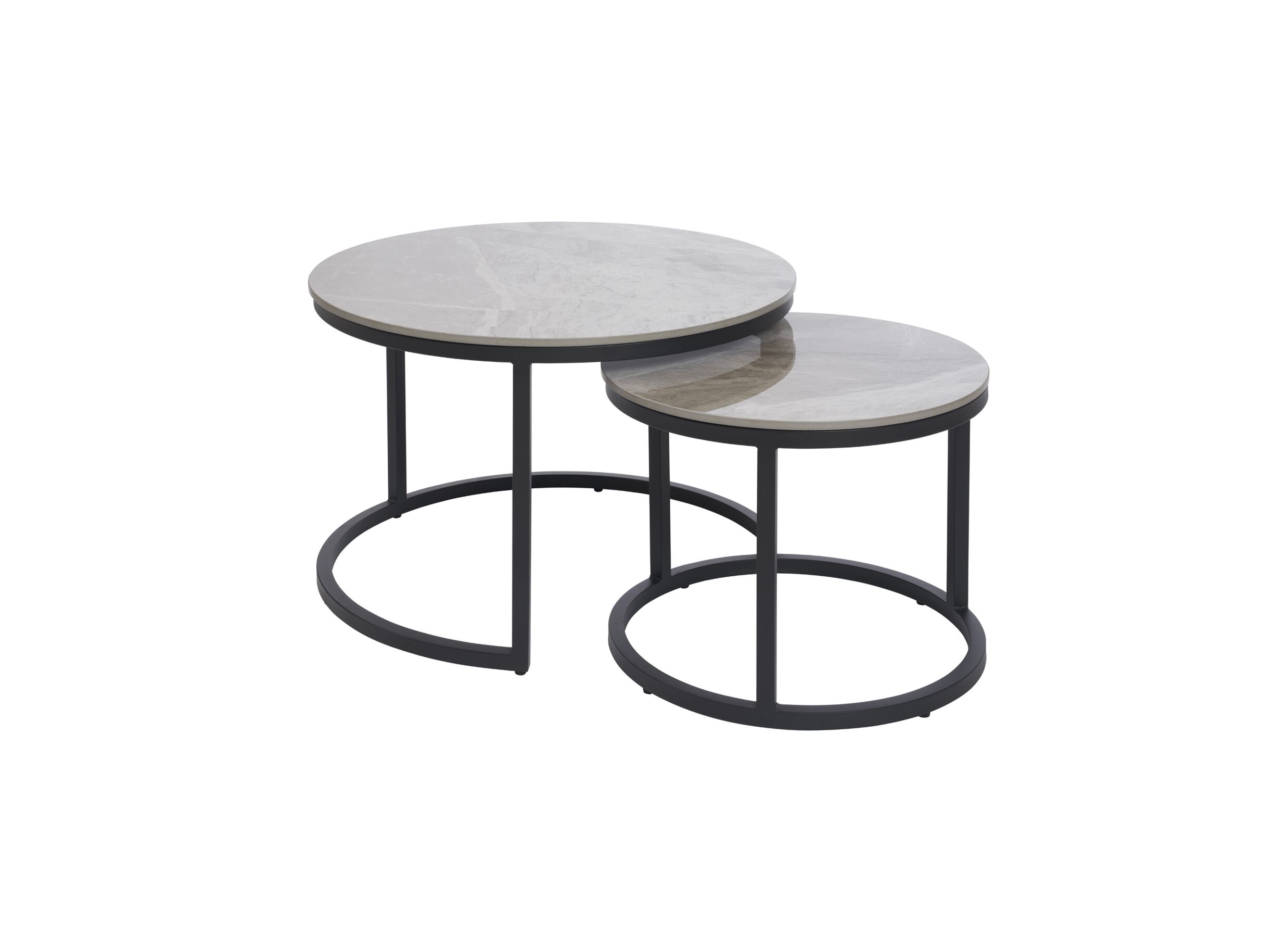 Salontafel rond grijs set van 2