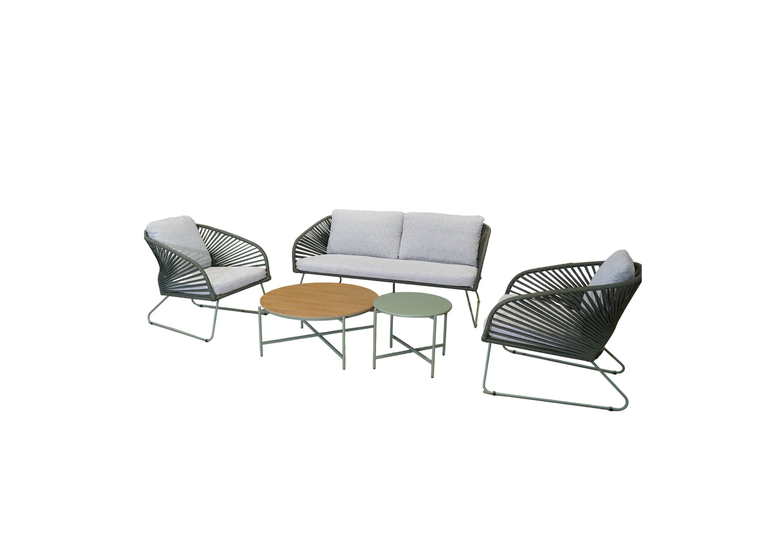 Aperçu - Salon lounge Peacock métal rotin - gris/vert